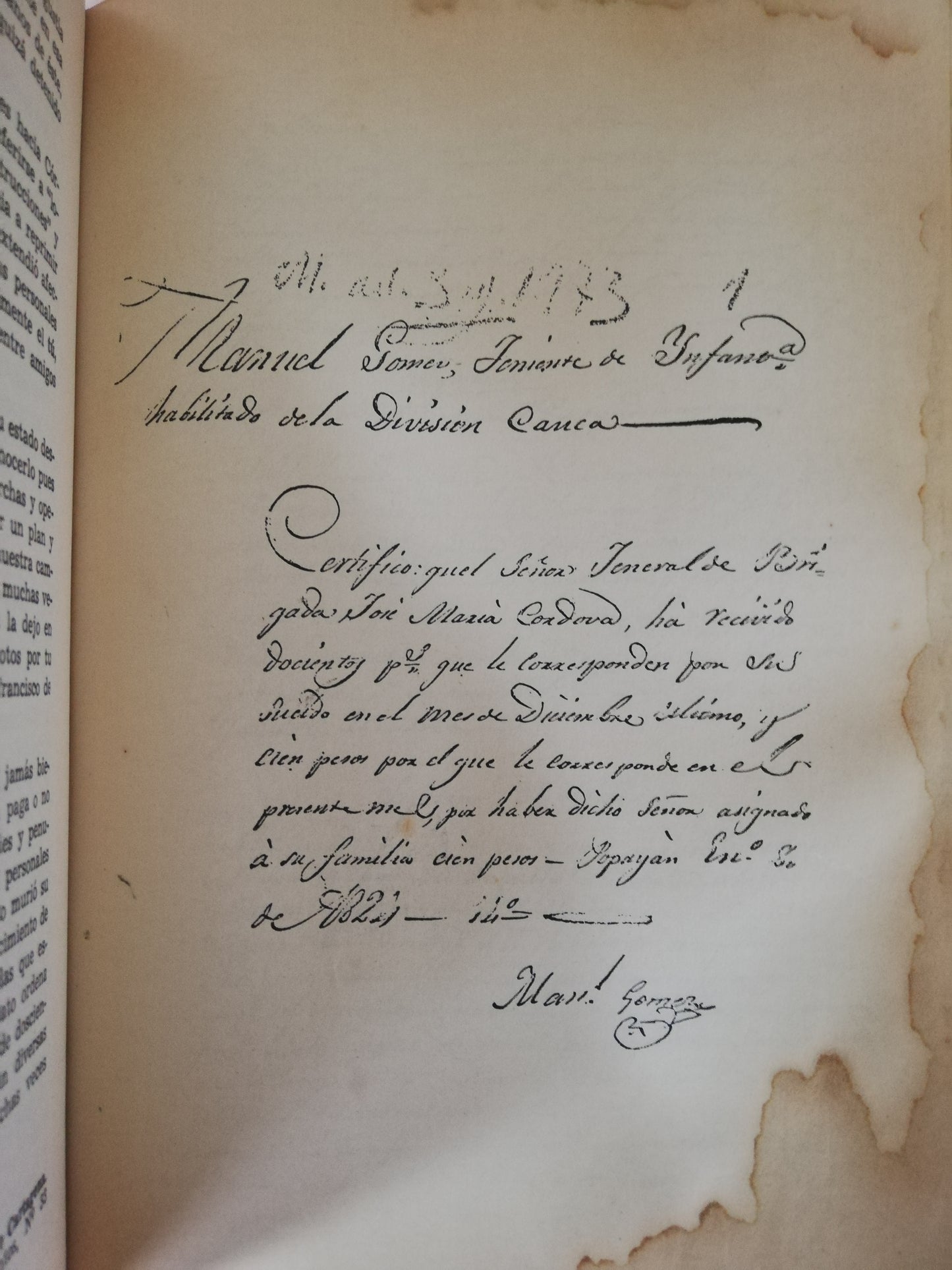 GENERAL DE DIVISION JOSÉ MARIA CORDOBA - MAYOR GENERAL ALVARO VALENCIA TOVAR