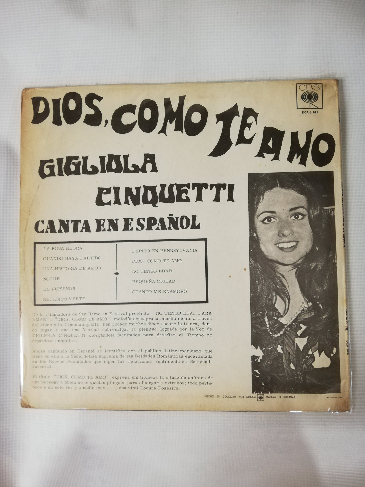 LP GIGLIOLA CINQUETTI - DIOS COMO TE AMO