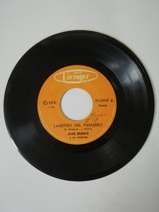 VINILO JOSÉ MUÑOZ Y SU CONJUNTO - LAMENTO DEL PASAJERO / NO CONTABAN CON MI ASTUCIA