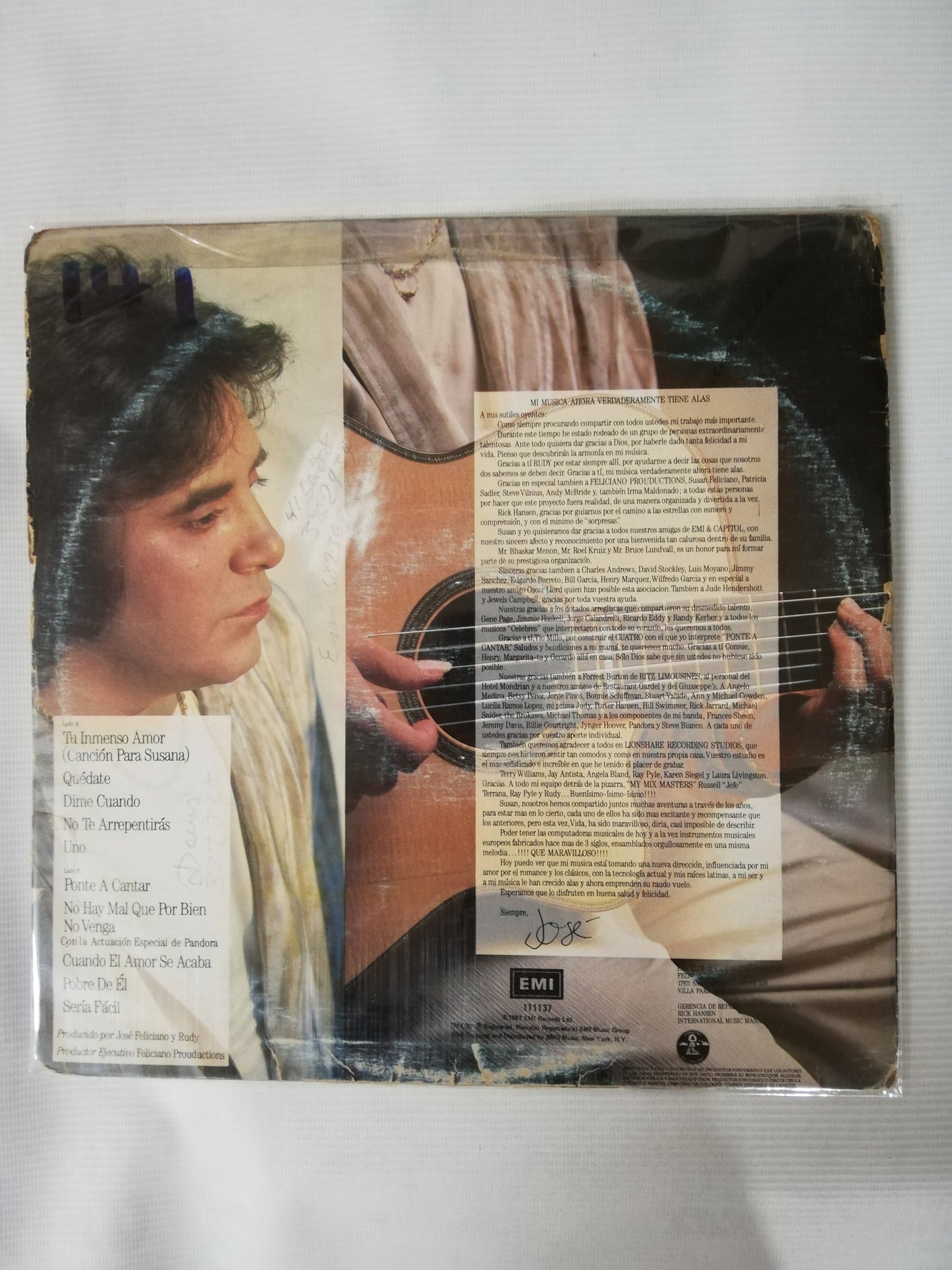 LP JOSÉ FELICIANO - TU INMENSO AMOR