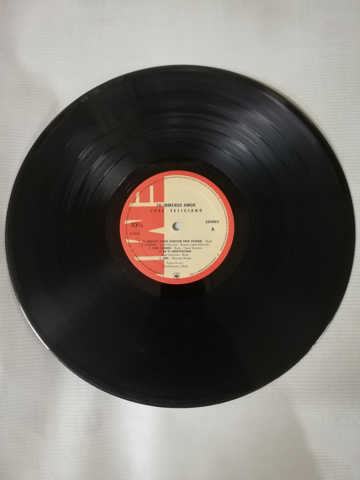 LP JOSÉ FELICIANO - TU INMENSO AMOR