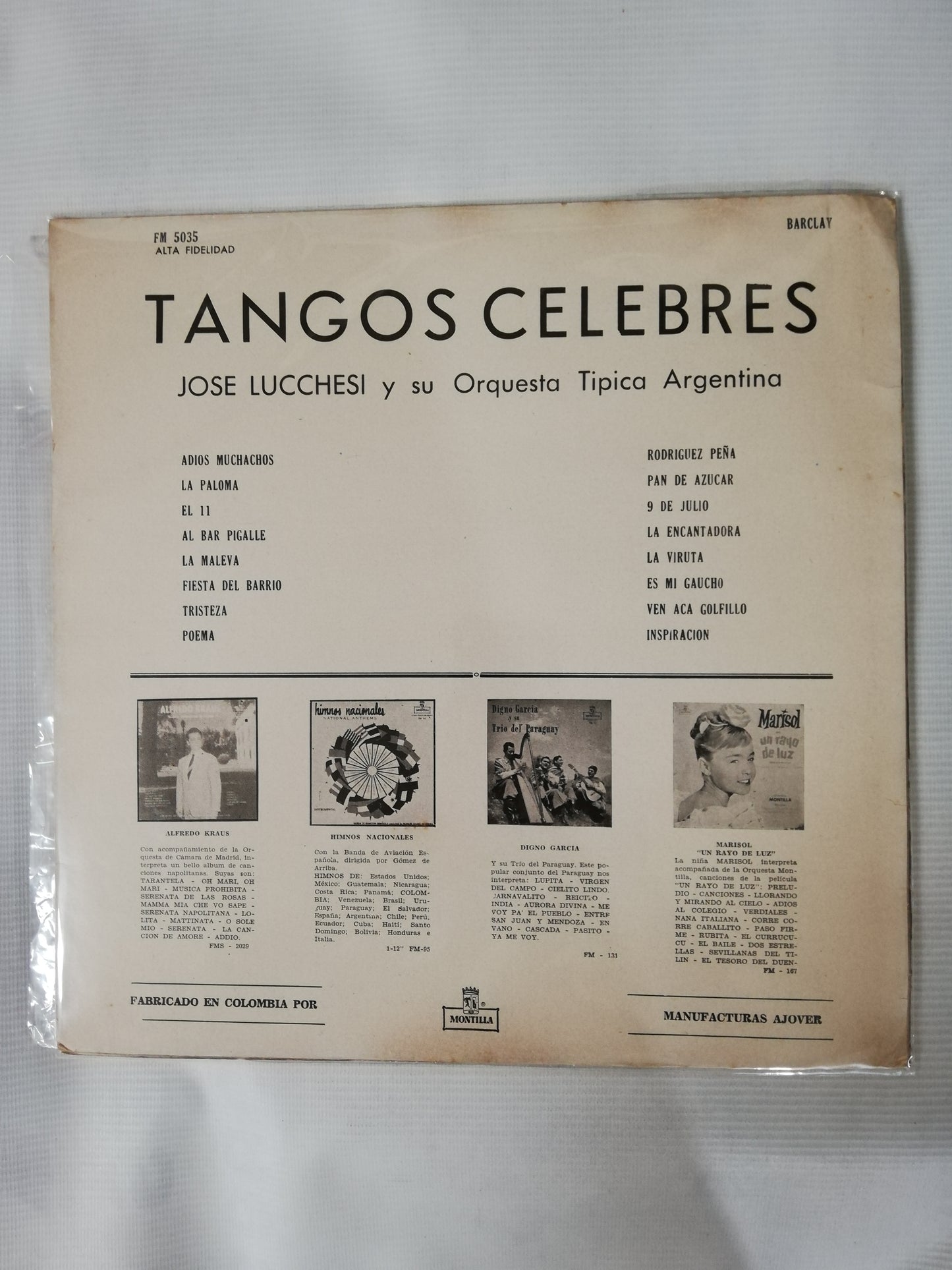 LP JOSÉ LUCCHESI Y SU ORQUESTA TIPICA ARGENTINA - TANGOS CELEBRES