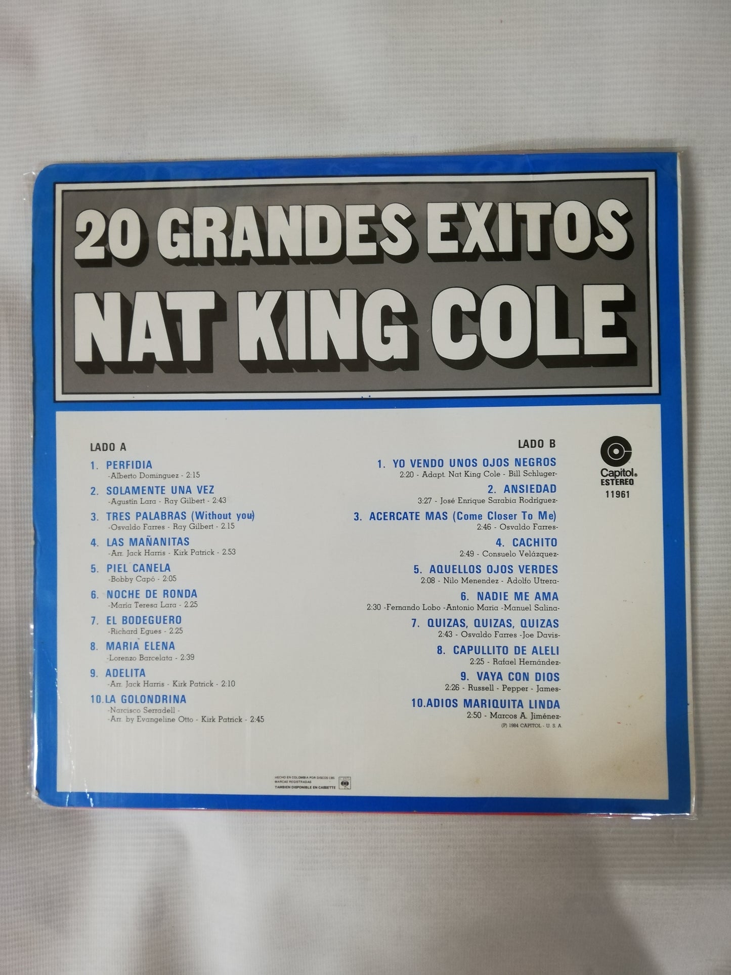 LP NAT KING COLE - 20 GRANDES EXITOS
