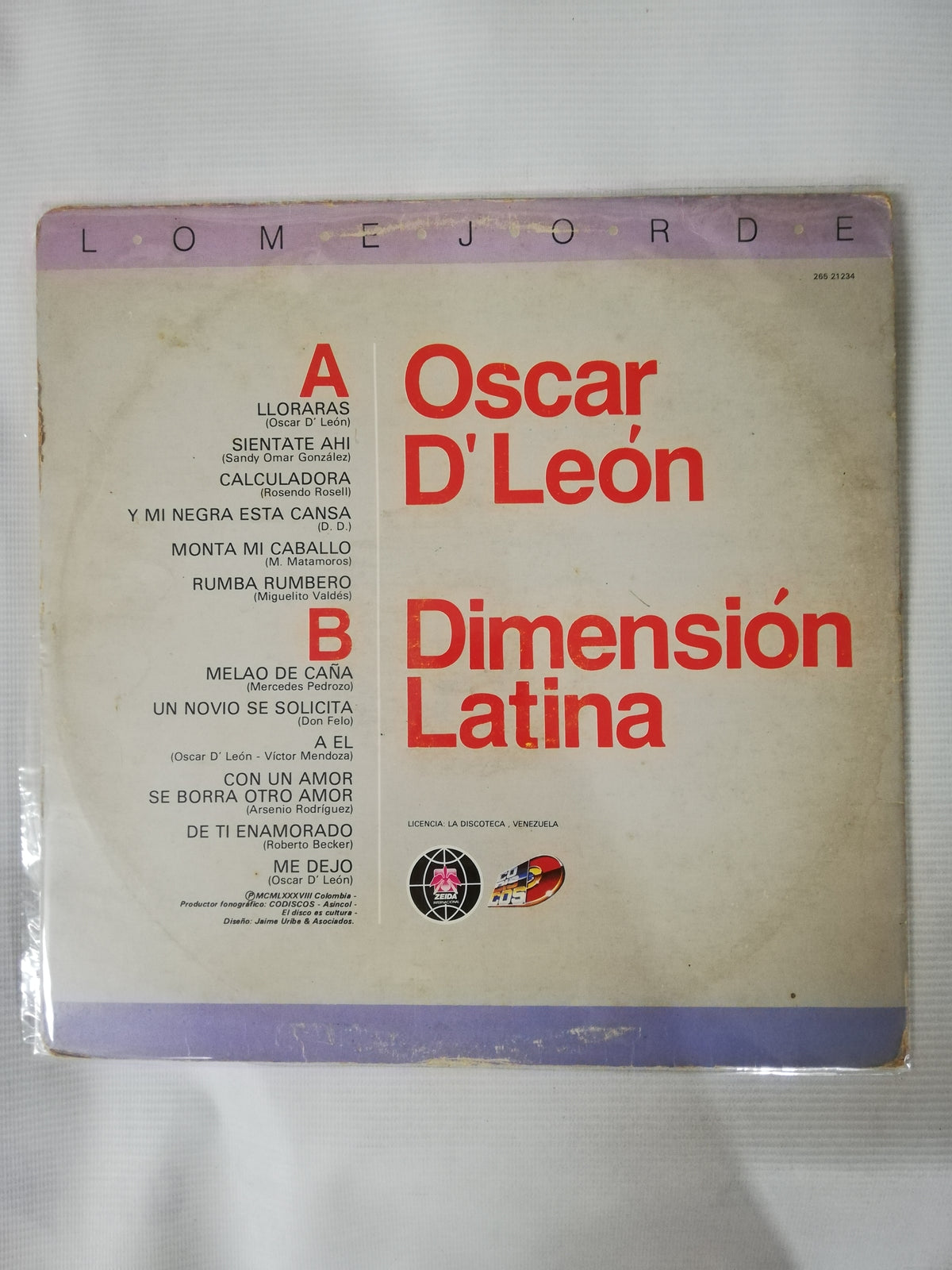 LP OSCAR DE LEÓN - DIMENSION LATINA - LO MEJOR DE OSCAR DE LEÓN Y DIMENSION LATINA