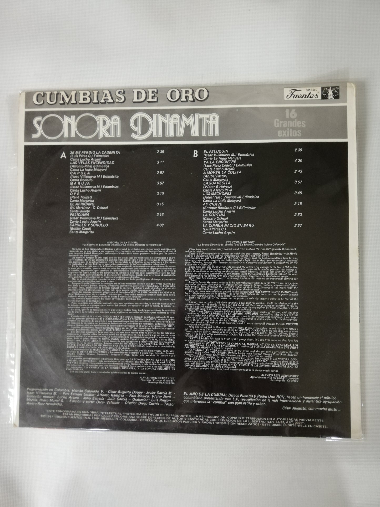 LP SONORA DINAMITA - CUMBIAS DE ORO - 16 GRANDES EXITOS