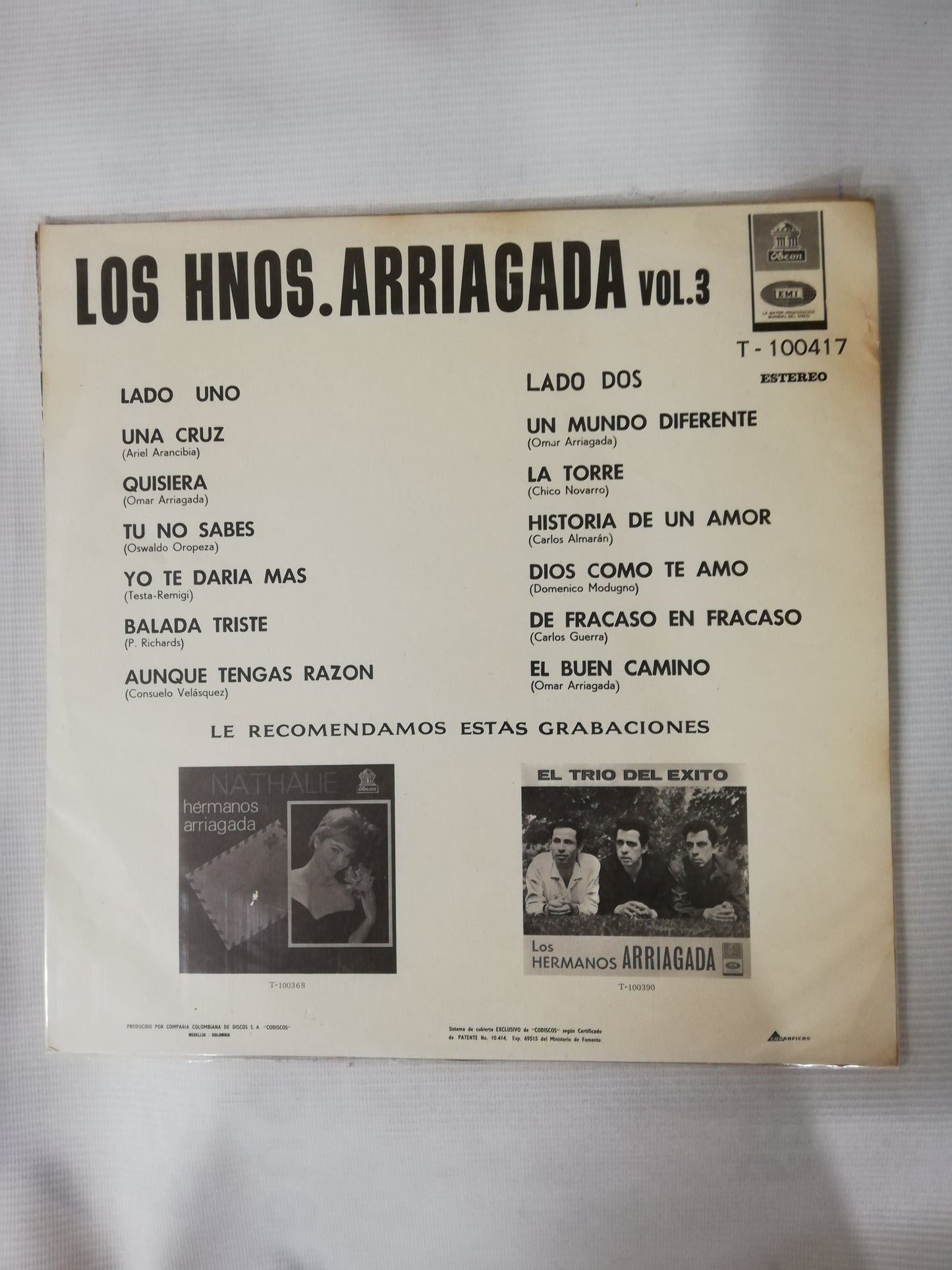 LP LOS HERMANOS ARRIAGADA - LOS HERMANOS ARRIAGADA VOL. 3