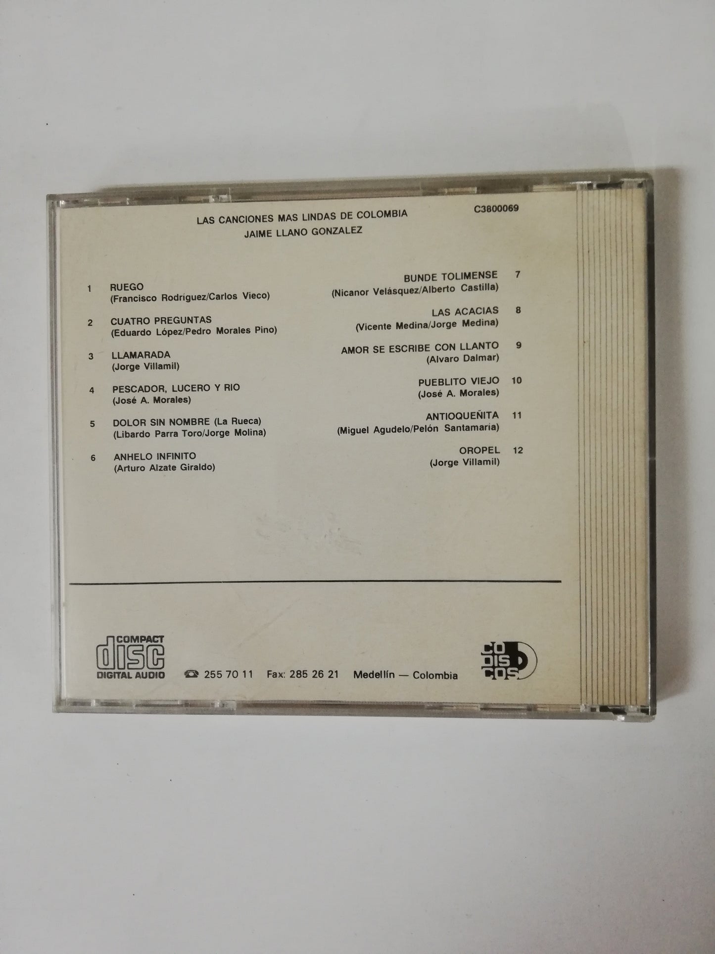 CD JAIME LLANO GONZALEZ - LAS CANCIONES MAS LINDAS DE COLOMBIA