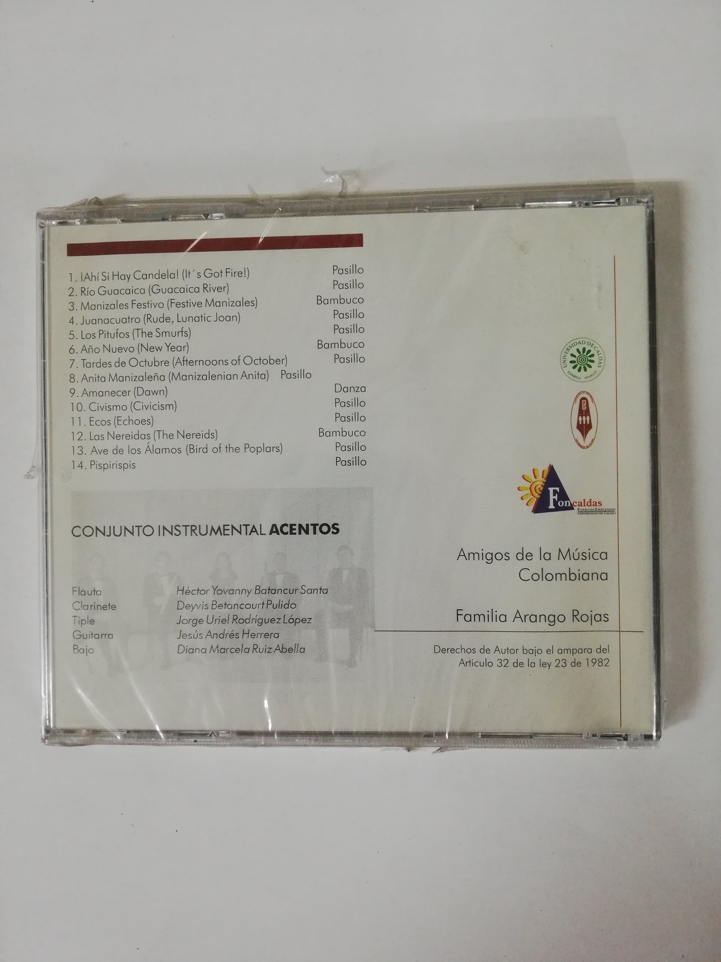 CD CONJUNTO INSTRUMENTAL ACENTOS / MARCO TULIO ARANGO - OBRA MUSICAL