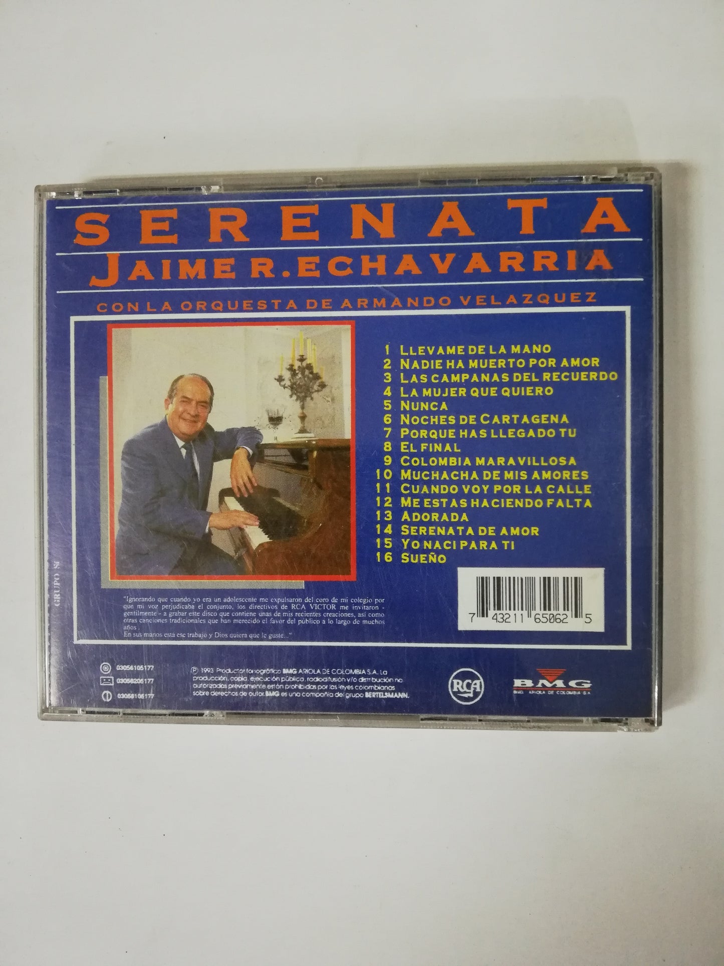 CD JAIME ECHAVARRIA CON LA ORQUESTA DE ARMANDO VELASQUEZ - SERENATA: 16 GRANDES EXITOS