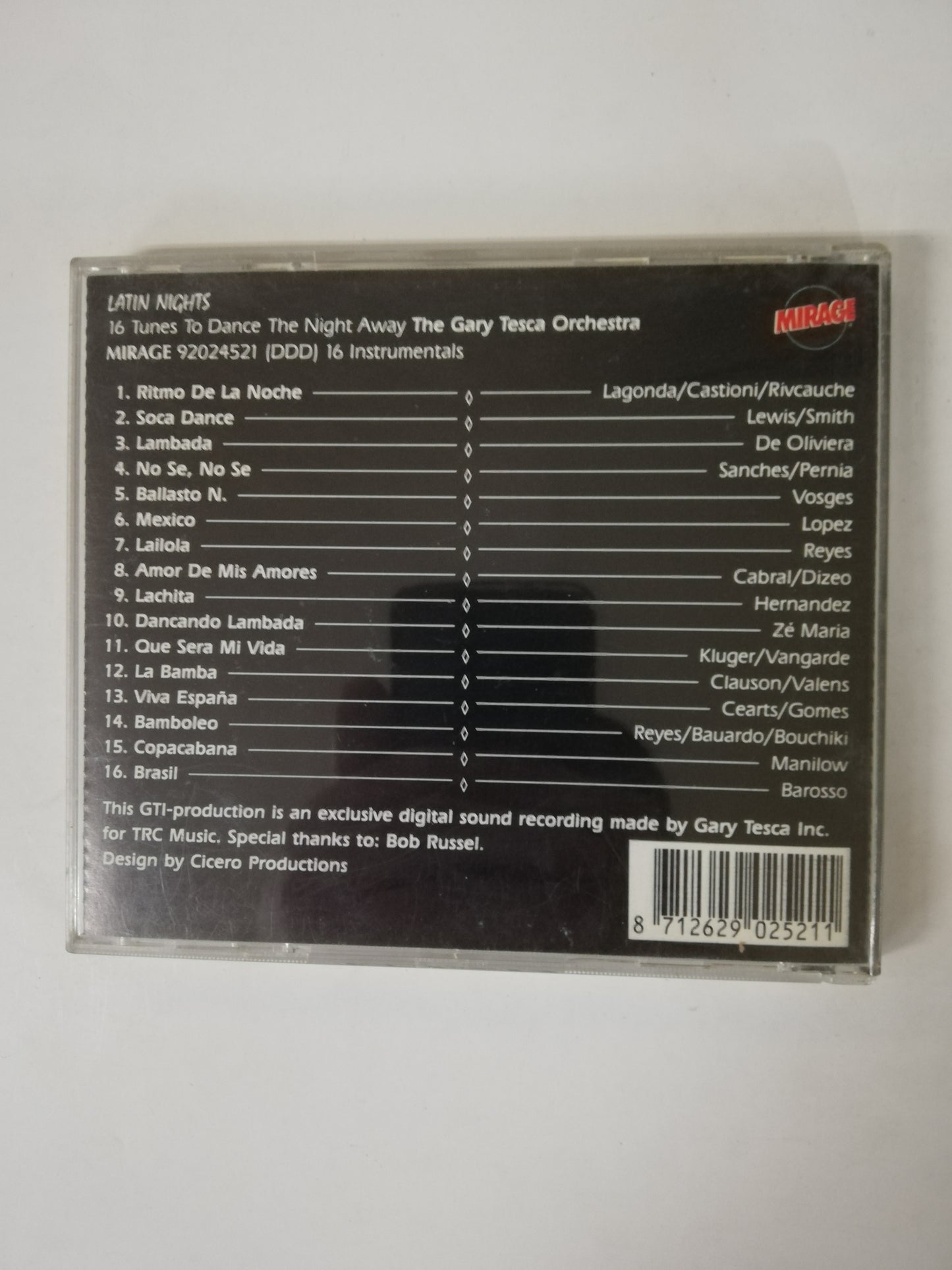 CD THE GARY TESCA ORCHESTRA - LATIN NIGHT 16 TUNES TO DANCE THE NIGHT AWAY