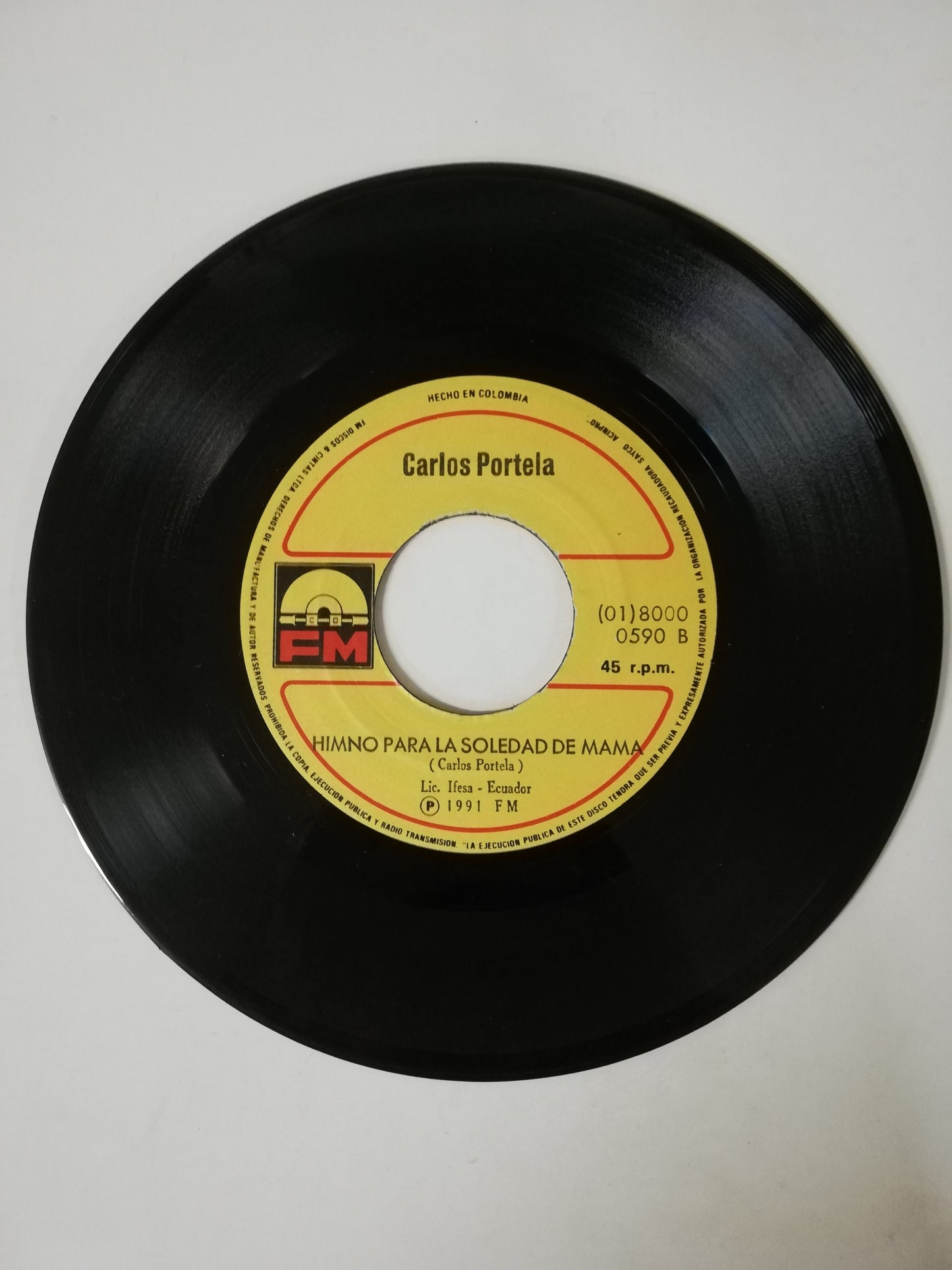 VINILO CARLOS PORTELA - MI AMOR RESPONDEME / HIMNO PARA LA SOLEDAD DE MAMÁ