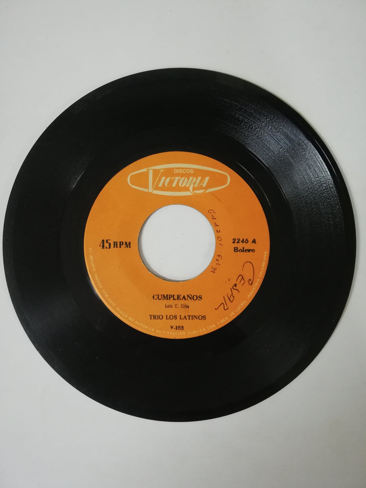 VINILO TRIO LOS LATINOS - CUMPLEAÑOS / PERDONAME MI AMOR