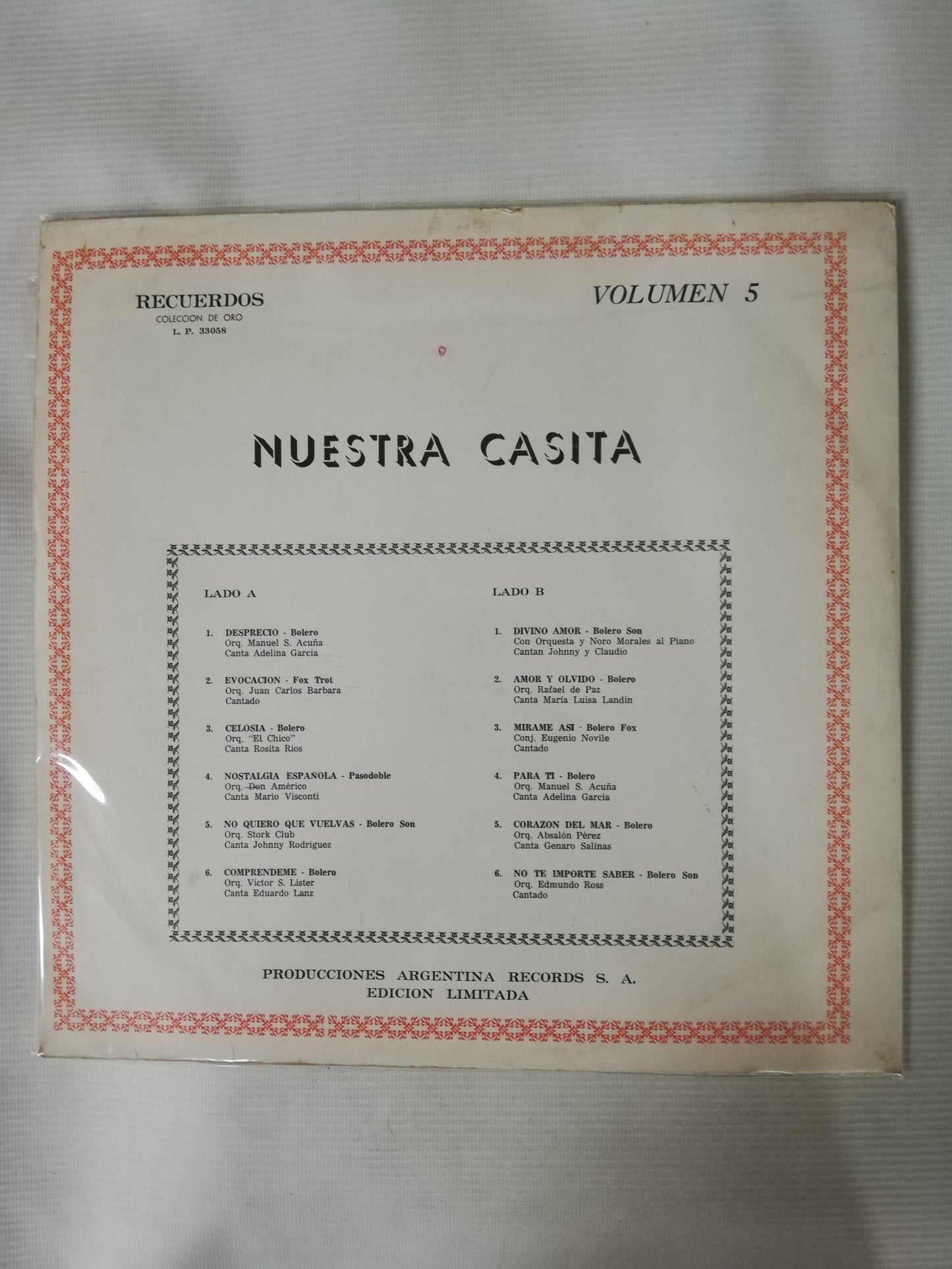 LP NUESTRA CASITA - NUESTRA CASITA VOL. 5
