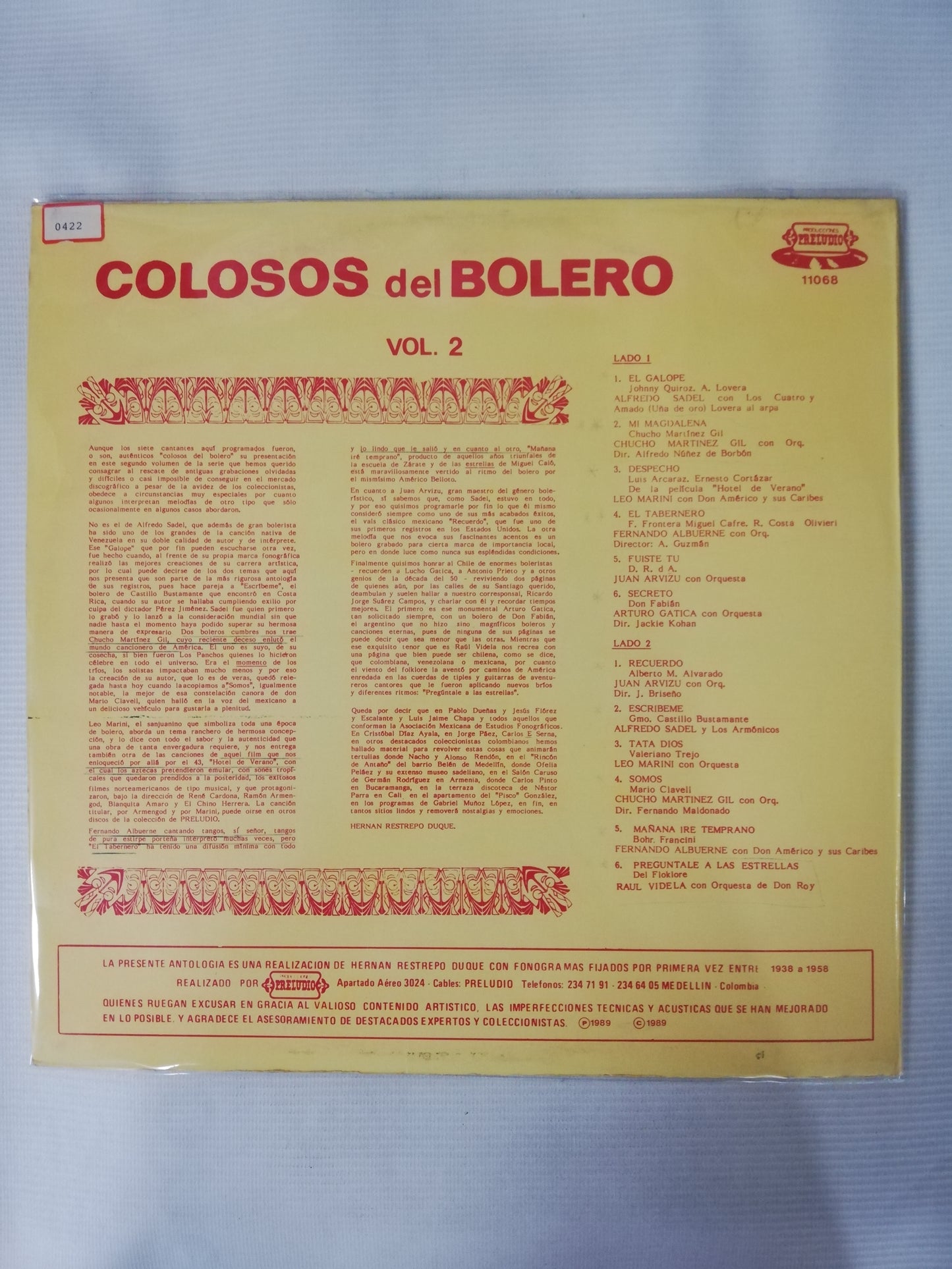 LP COLOSOS DEL BOLERO - COLOSOS DEL BOLERO VOL. 2