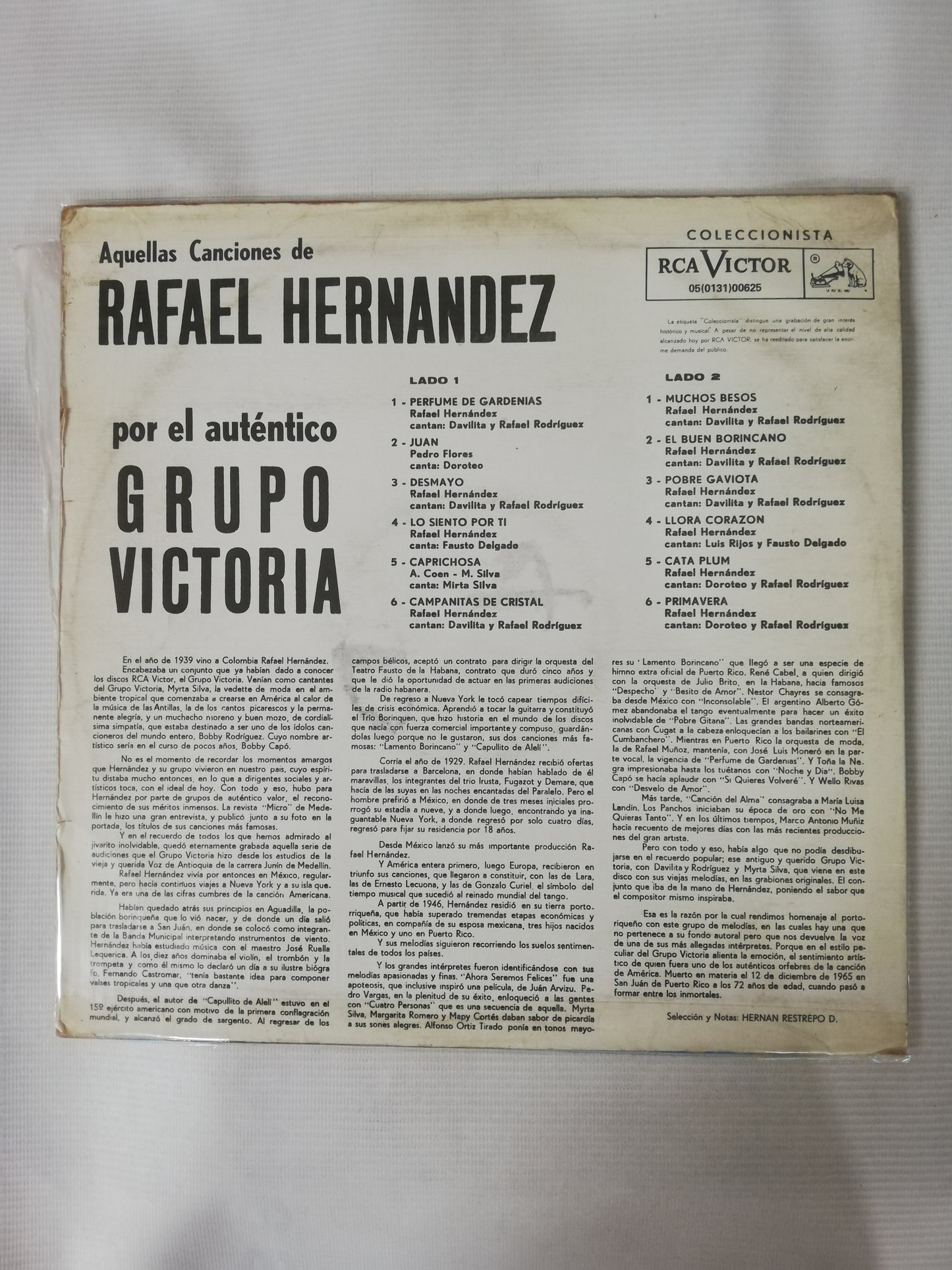 LP RAFAEL HERNANDEZ POR EL AUTENTICO GRUPO VICTORIA - AQUELLAS CANCIONES DE RAFAEL HERNANDEZ