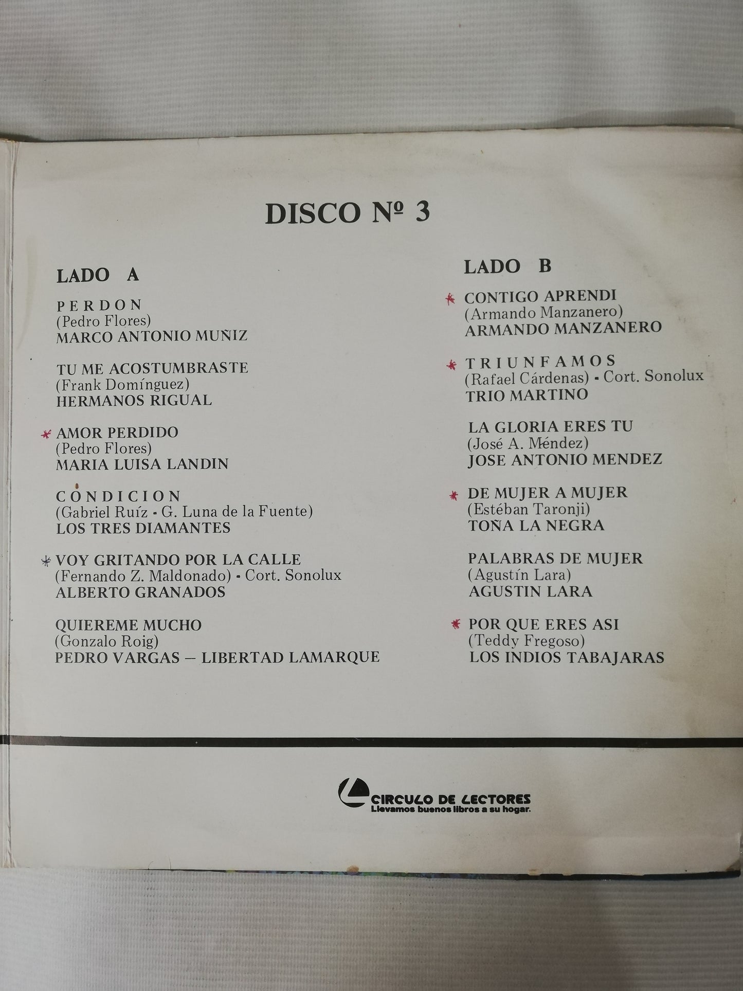 LP SELECCIONES CIRCULO DE BOLEROS - VARIOS INTÉRPRETES - VINYL X 3