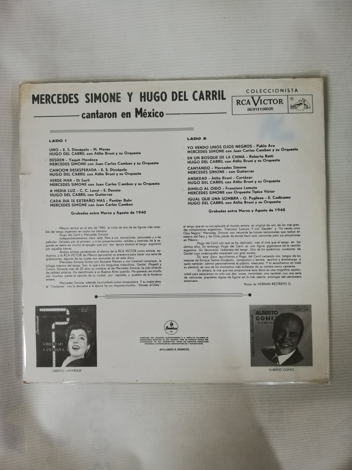 LP MERCERDES SIMONE Y HUGO DEL CARRIL - CANTARON EN MEXICO