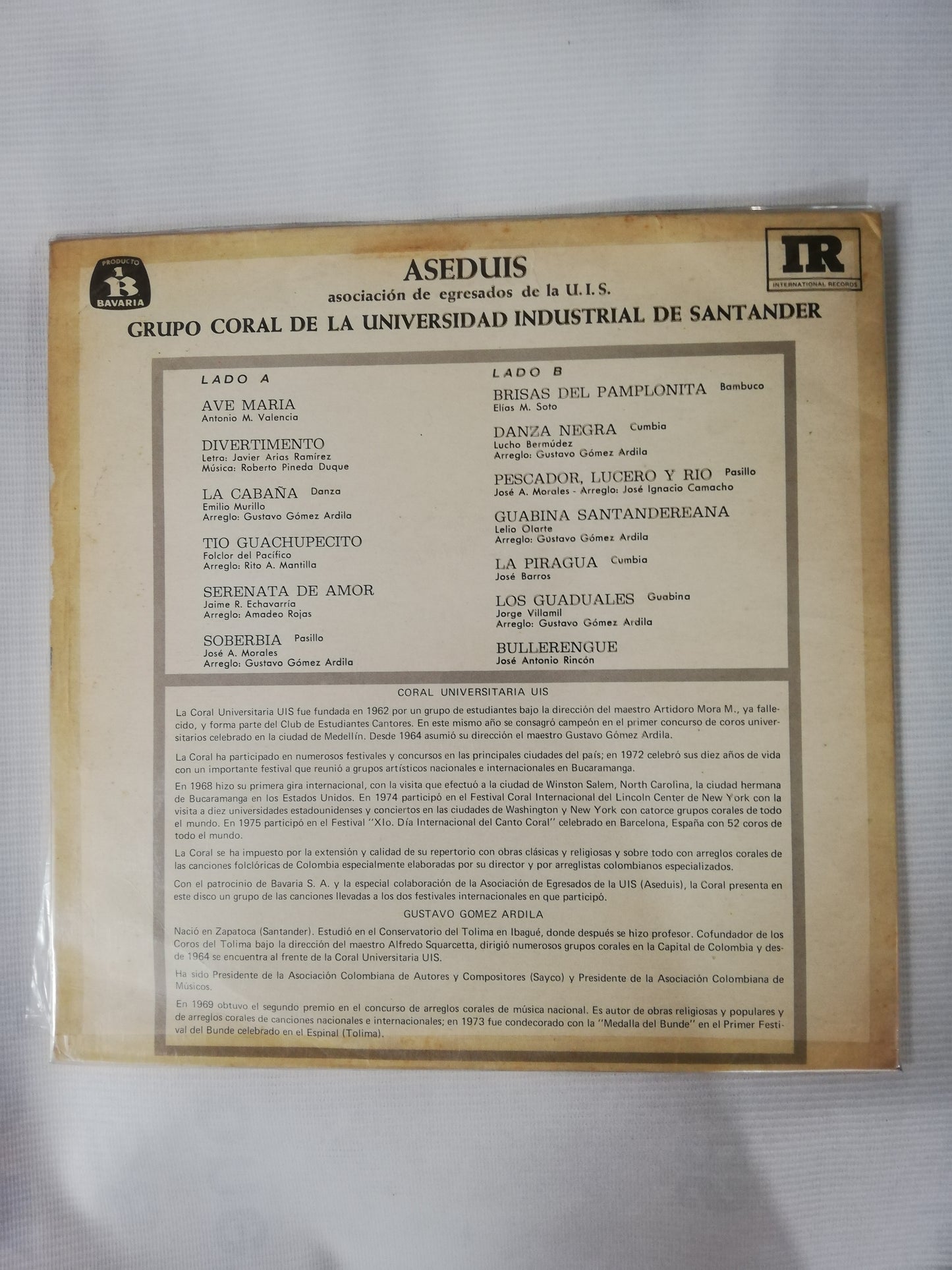 LP GRUPO CORAL DE LA UNVIERSIDAD INDUSTRIAL DE SANTANDER - CONCIERTO COLOMBIANO