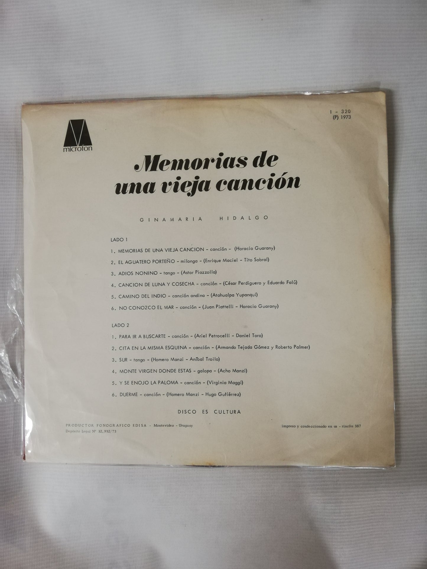LP GINAMARIA HIDALGO - MEMORIAS DE UNA VIEJA CANCIÓN