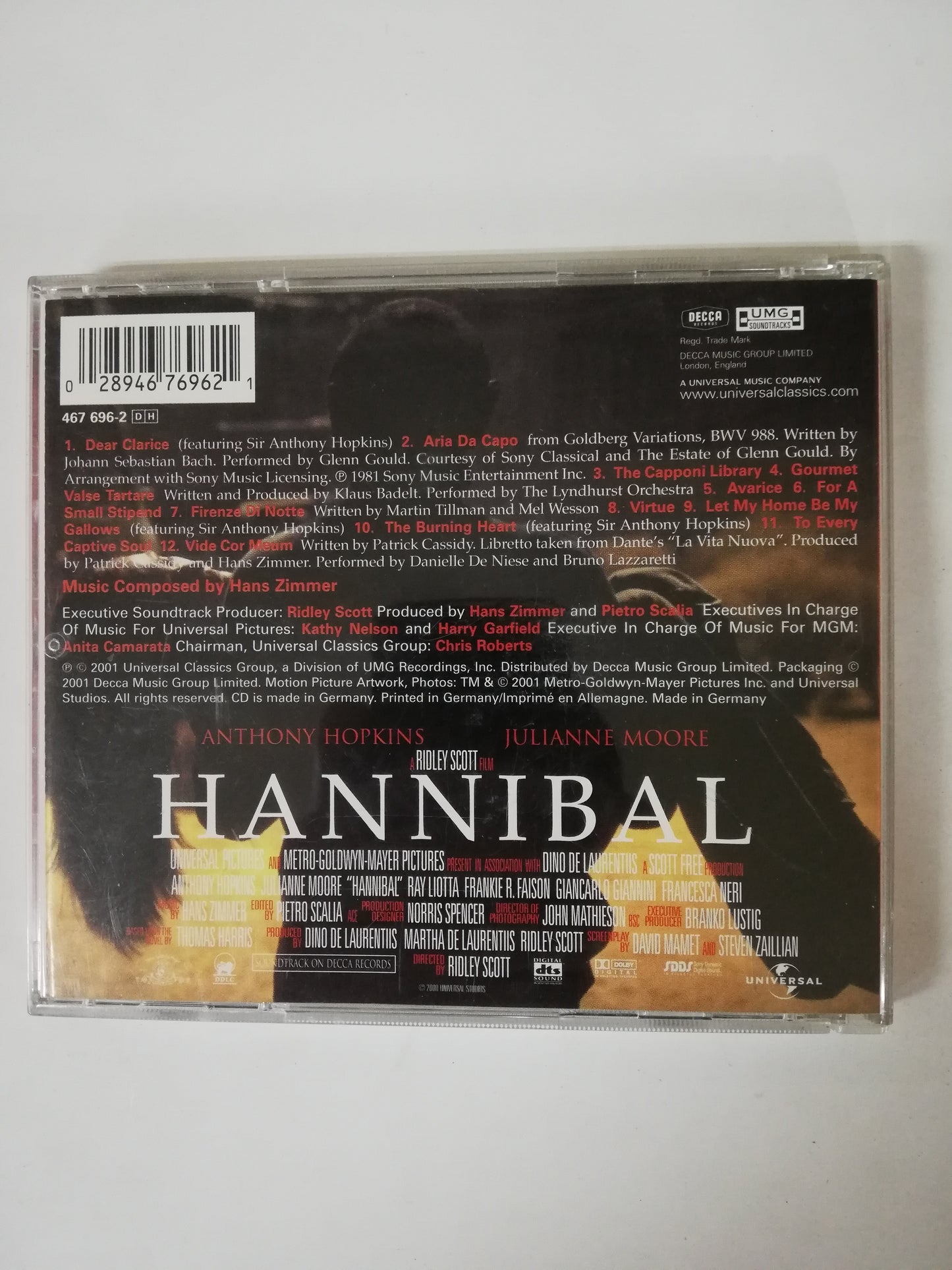 CD HANNIBAL - ORIGINAL MOTION PICTURE SOUNDTRACK
