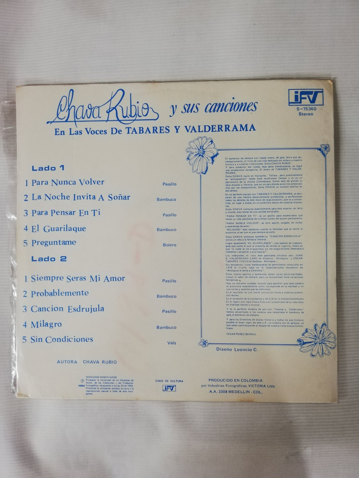 LP CHAVA RUBIO Y SUS CANCIONES - EN LAS VOCES DE TABARES Y VALDERRAMA