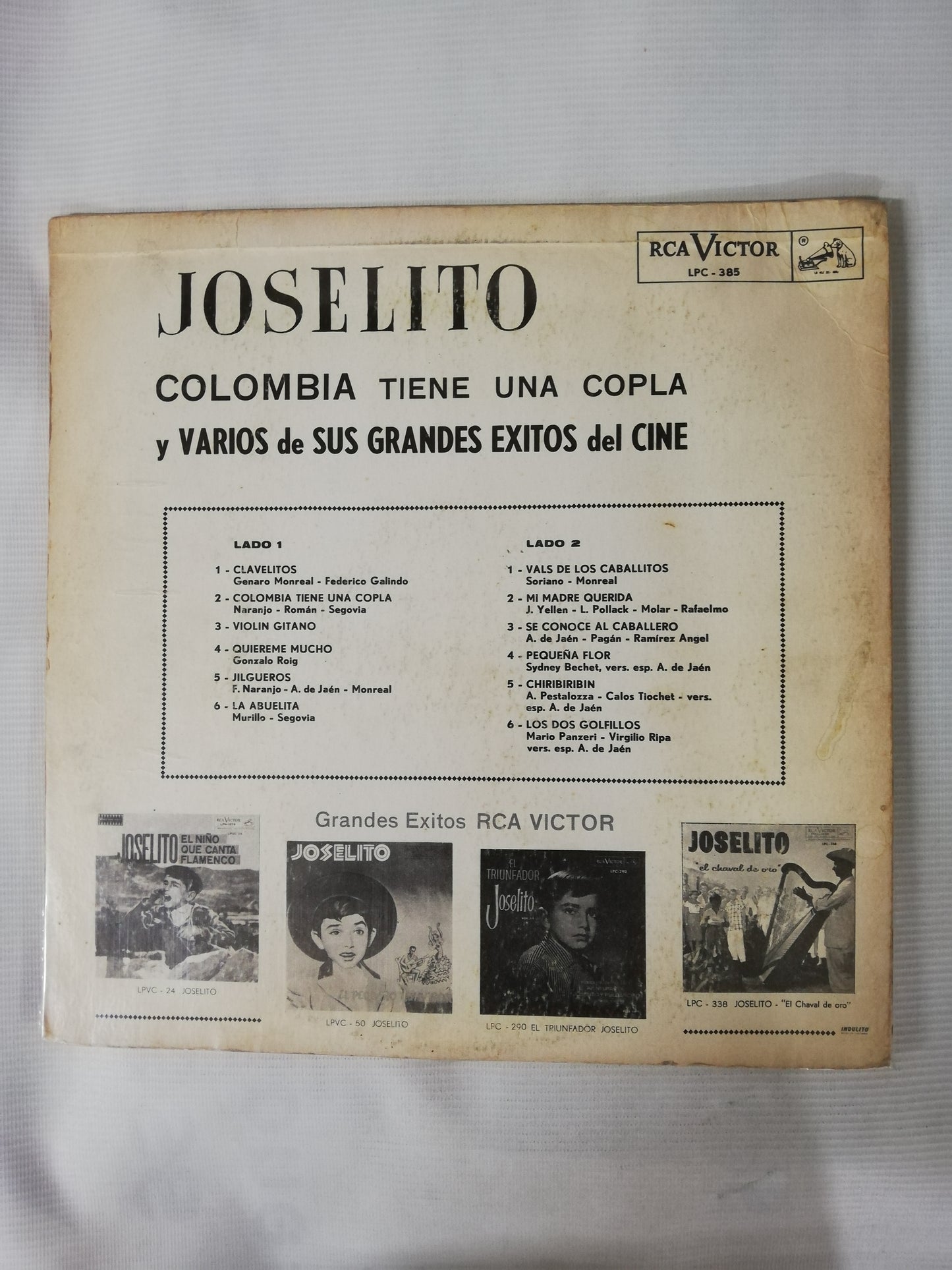 LP JOSELITO - COLOMBIA TIENE UNA COPLA Y VARIOS DE SUS GRANDES EXITOS DEL CINE