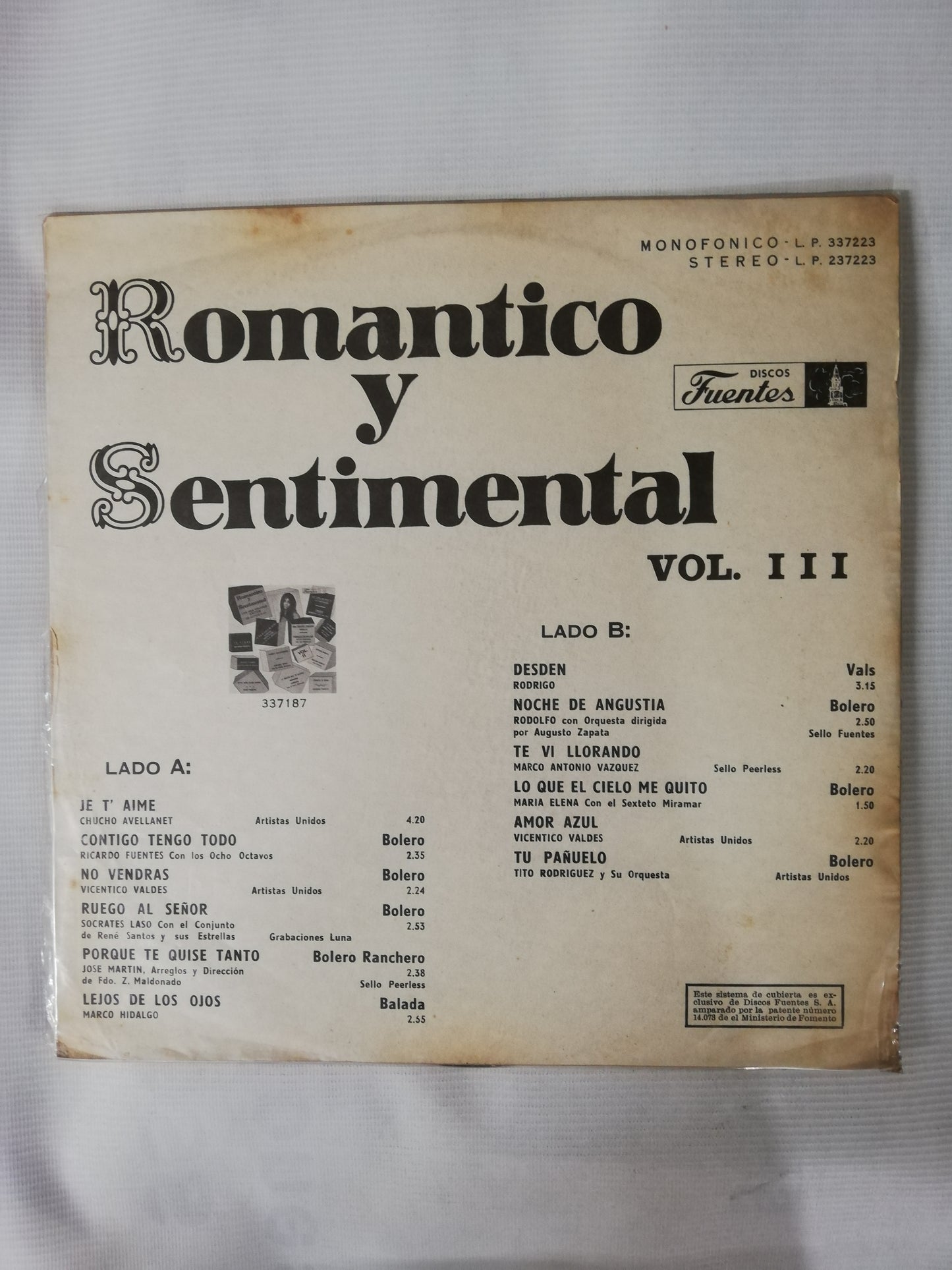 LP ROMANTICO Y SENTIMENTAL - ROMANTICO Y SENTIMENTAL VOL. III
