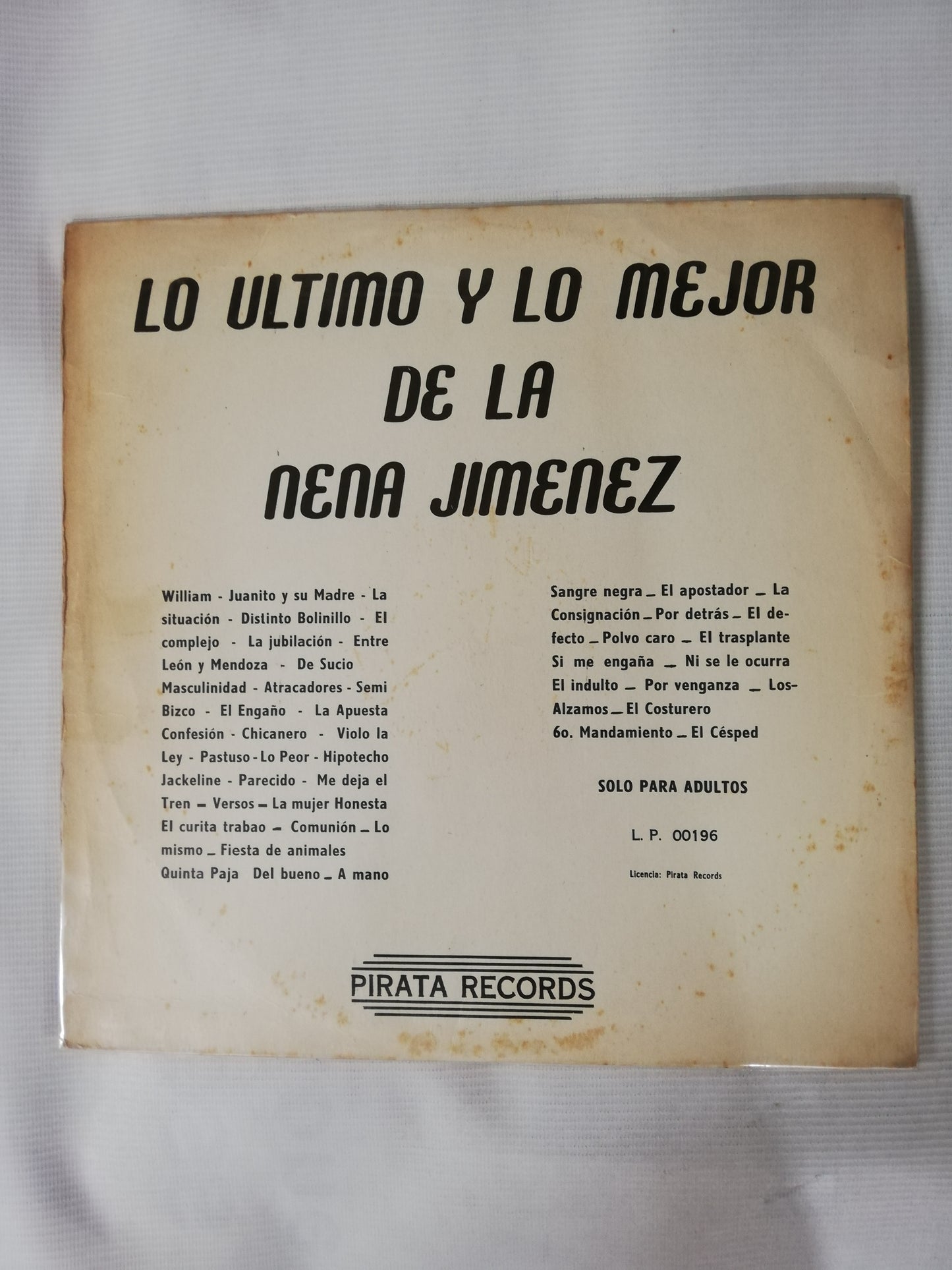 LP LA NENA JIMENEZ - LO ÚLTIMO Y LO MEJOR DE LA NENA JIMENEZ