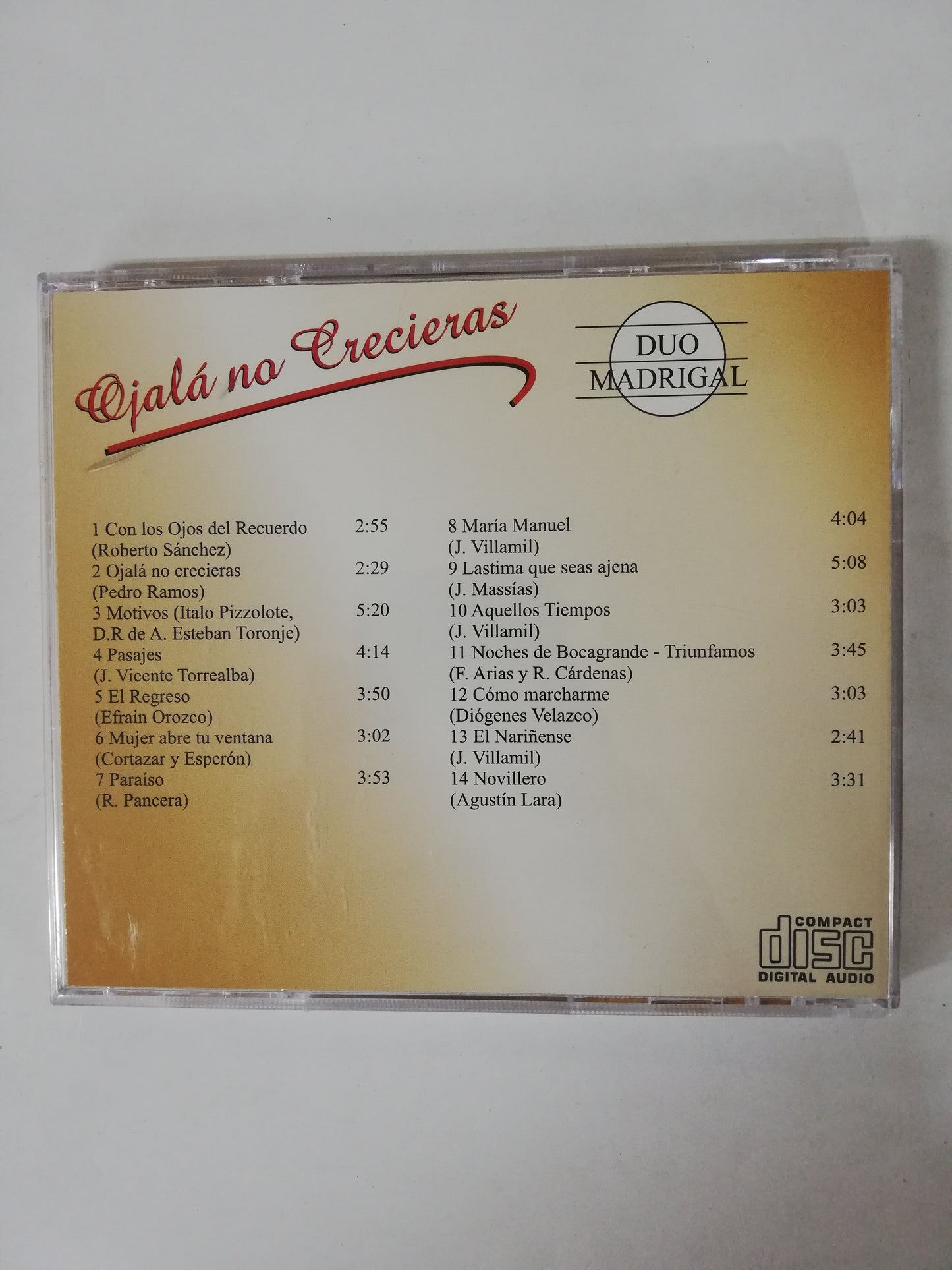 CD DUO MADRIGAL - OJALÁ NO CRECIERAS