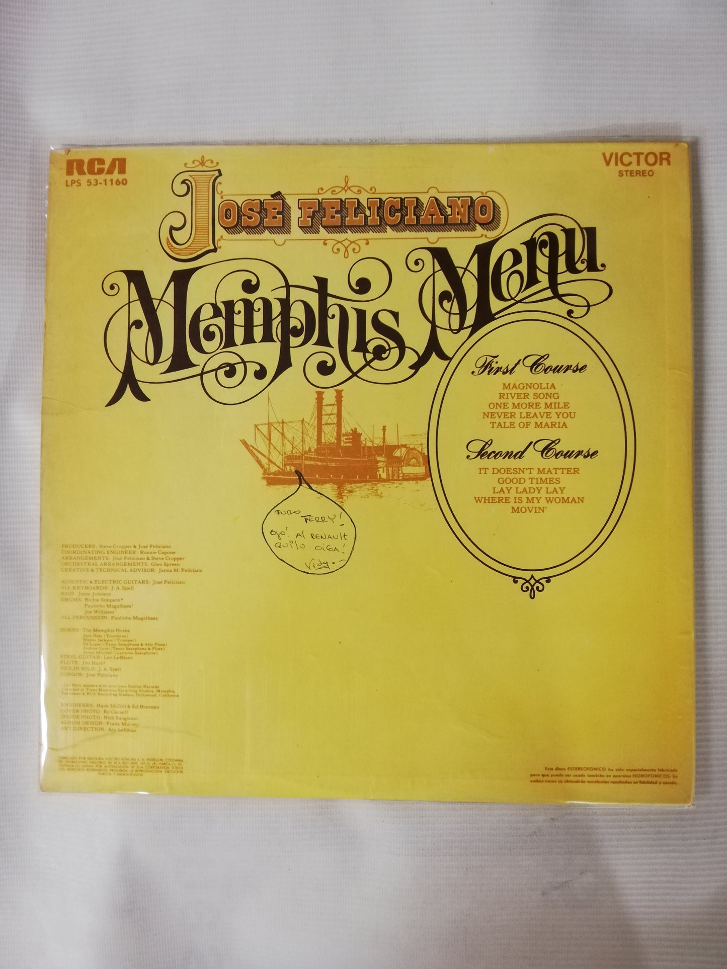LP JOSÉ FELICIANO - MEMPHIS MENU
