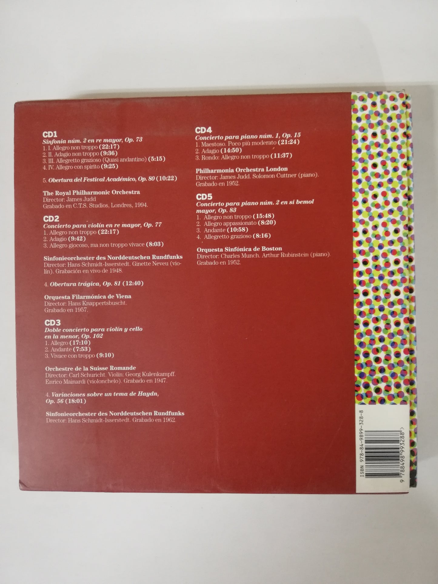 CD BOX SET JOHANNES BRAHMS - GRANDES COMPOSITORES DE LA MÚSICA CLÁSICA - CD X 5