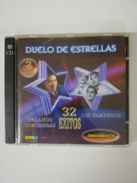 CD ORLANDO CONTRERAS / LOS PAMPEROS - DUELO DE ESTRELLAS: 32 EXITOS - CD X 2