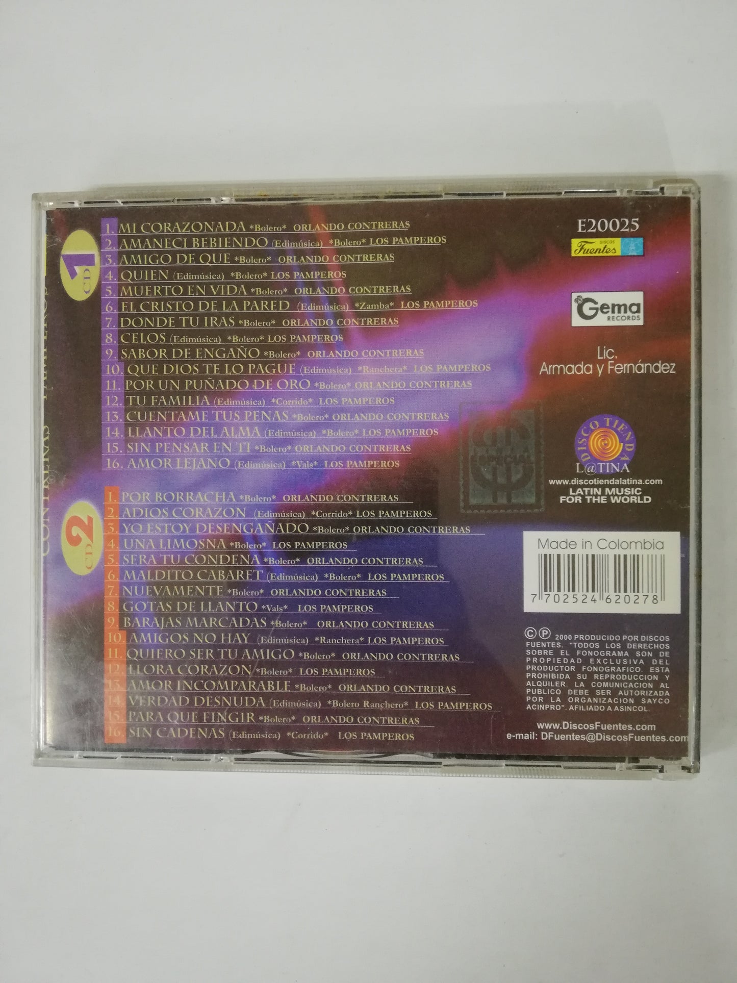 CD ORLANDO CONTRERAS / LOS PAMPEROS - DUELO DE ESTRELLAS: 32 EXITOS - CD X 2