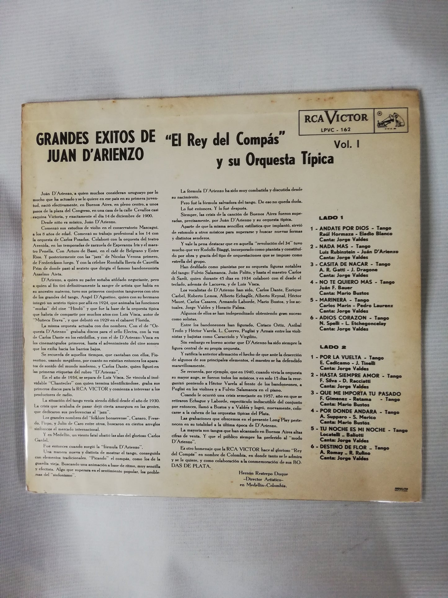 LP JUAN D´ ARIENZO Y SU ORQUESTA TIPICA - GRANDES EXITOS VOL. 1