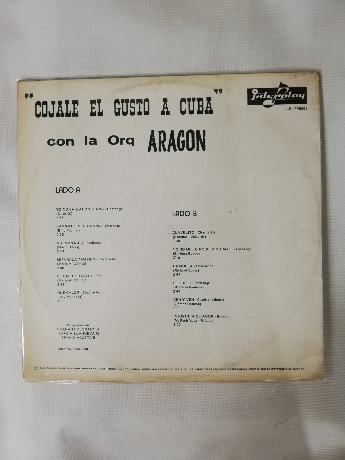 LP ORQUESTA ARAGON - COJALE EL GUSTO A CUBA