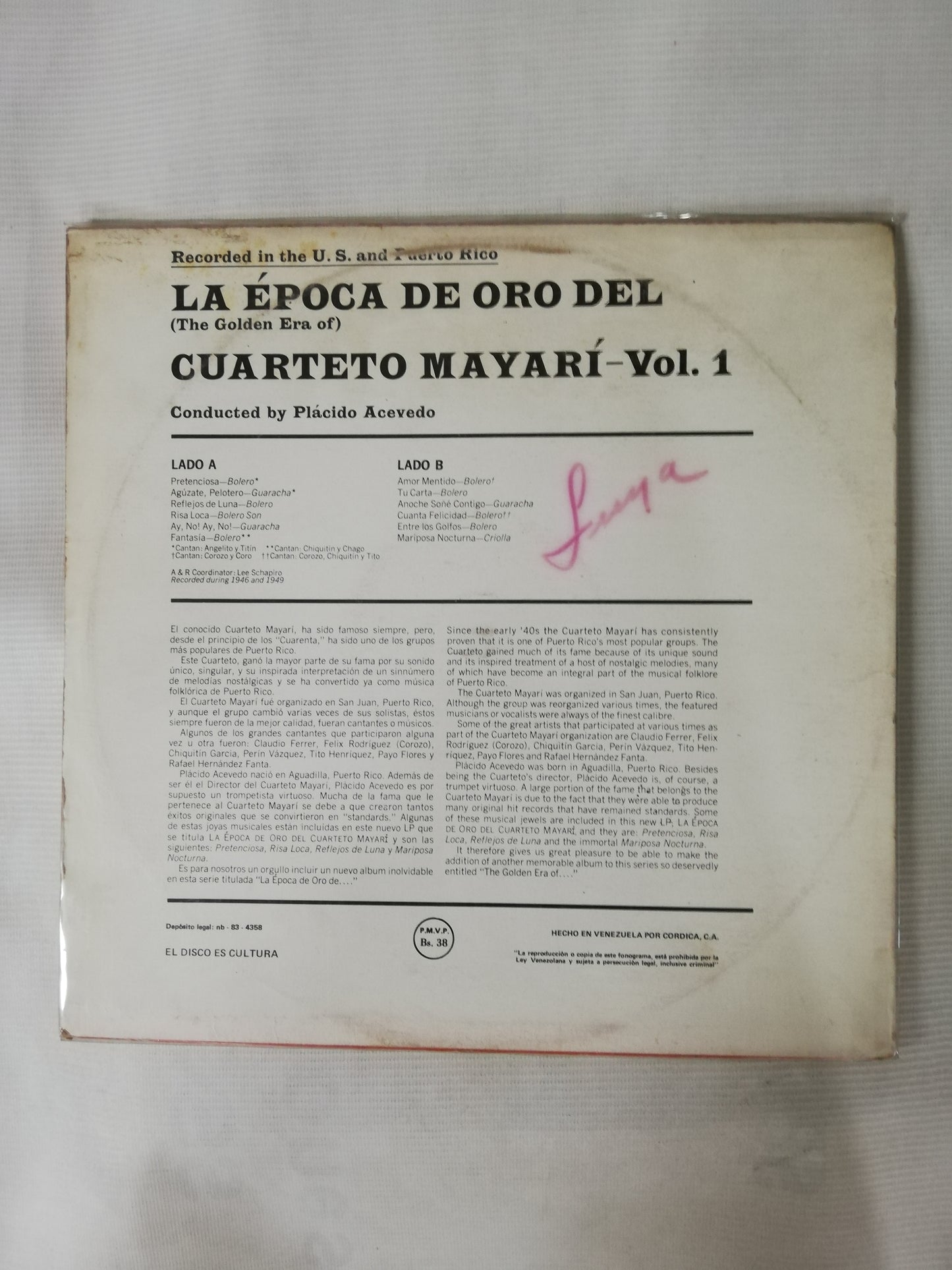 LP CUARTETO MAYARI - LA EPOCA DE ORO DEL CUARTETO MAYARI VOL. 1 (1946-1949)