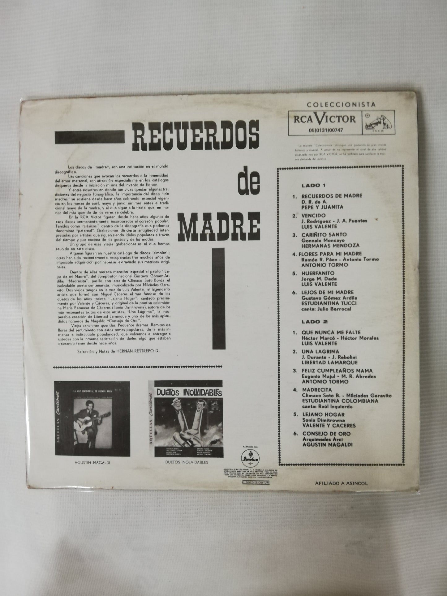 LP RECUERDOS DE MADRE - VARIOS INTÉRPRETES