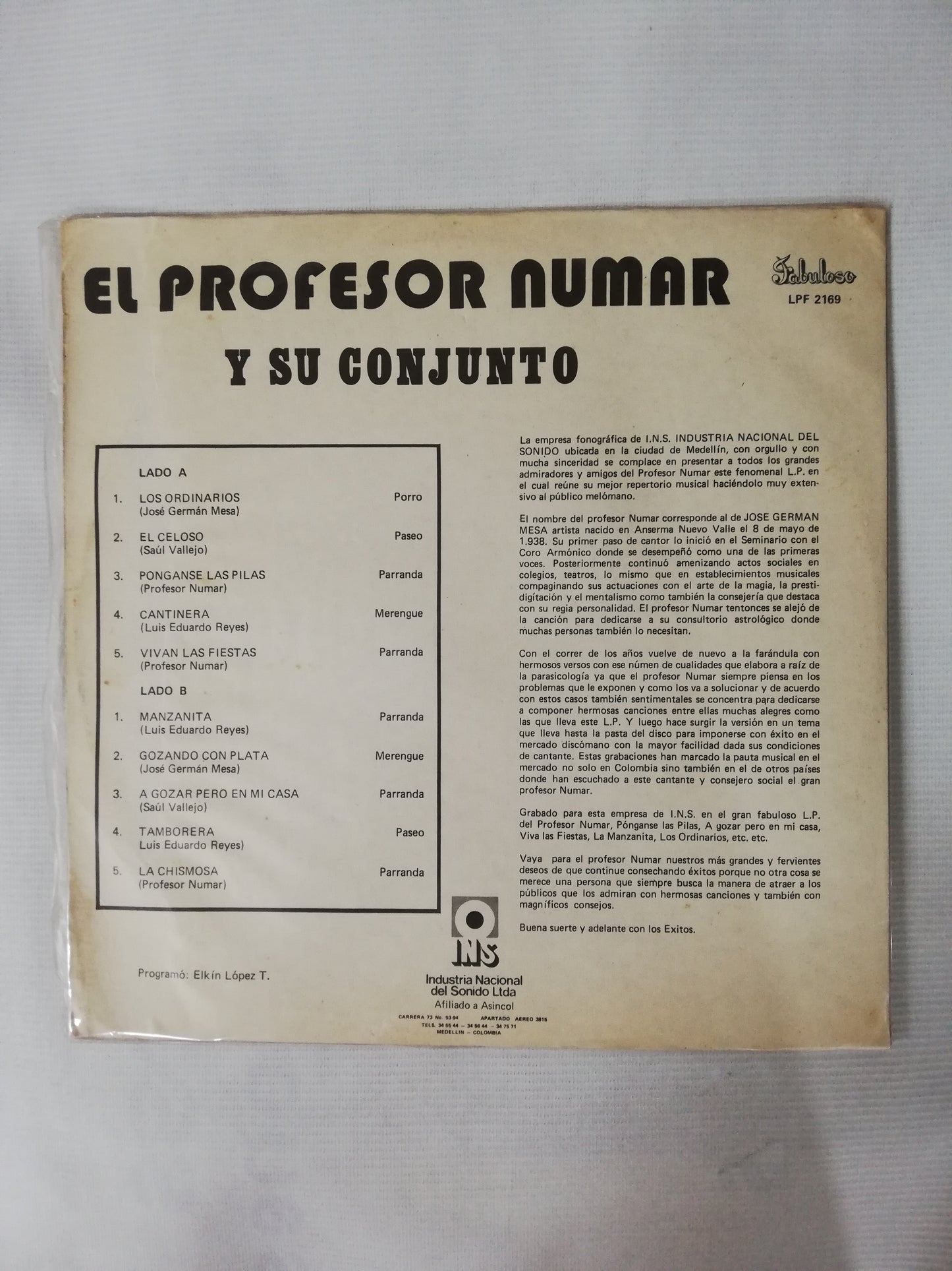 LP EL PROFESOR NUMAR Y SU CONJUNTO - LOS ORDINARIOS