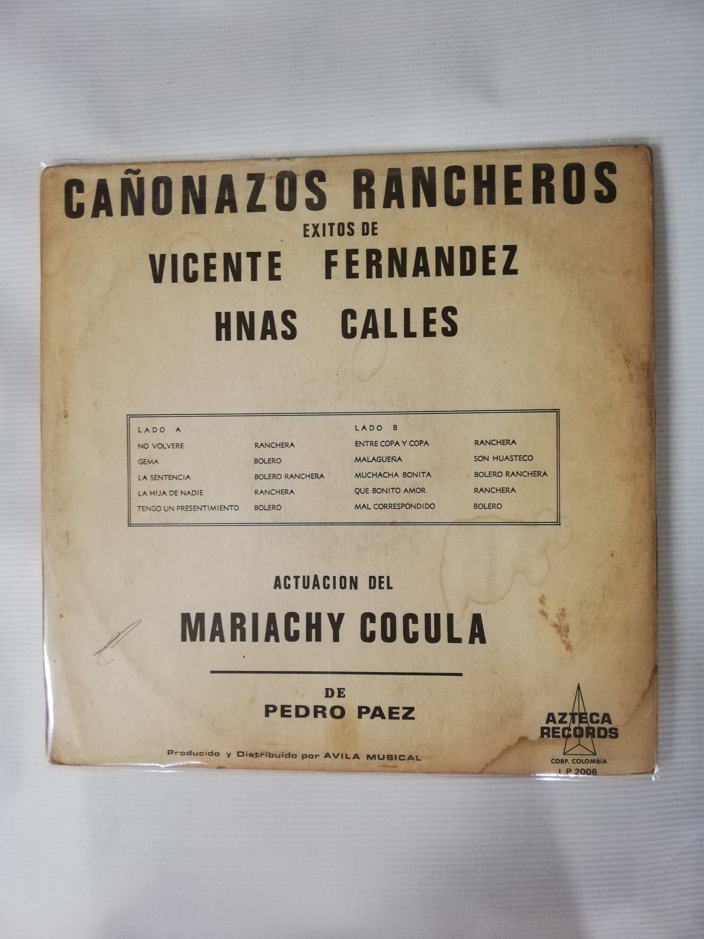 LP MARIACHI COCUNA DE PEDRO PAEZ - CAÑONAZOS RANCHEROS EXITOS DE VICENTE FERNANDEZ / HERMANAS CALLE