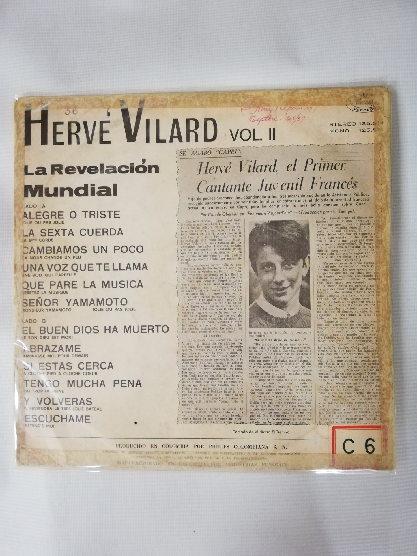 LP HERVÉ VILARD - LA REVELACIÓN MUNDIAL VOL. II