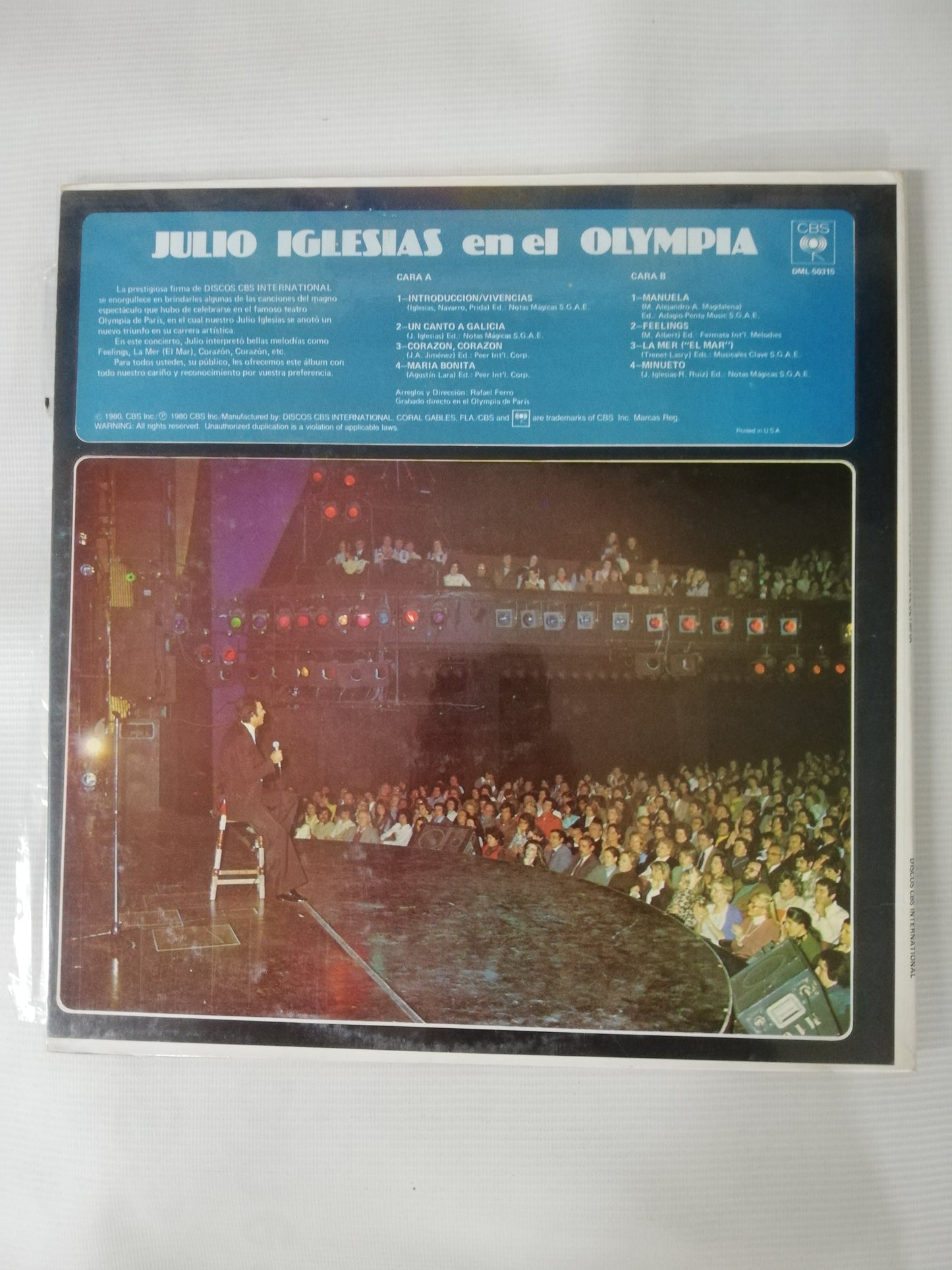 LP JULIO IGLESIAS - EN EL OLYMPIA