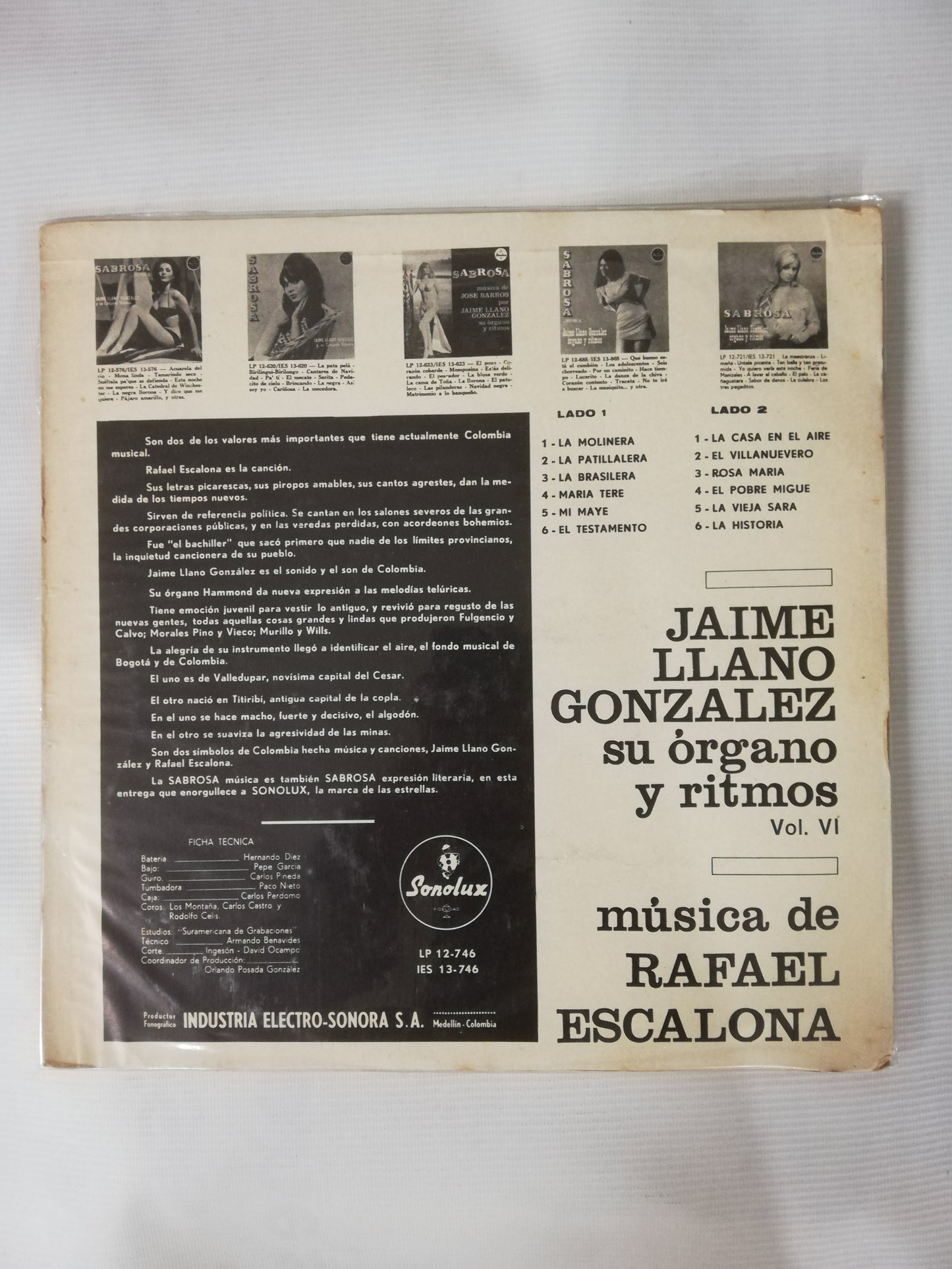 LP JAIME LLANO GONZALEZ SU ORGANO Y RITMOS - SABROSA MÚSICA DE RAFAEL ESCALONA