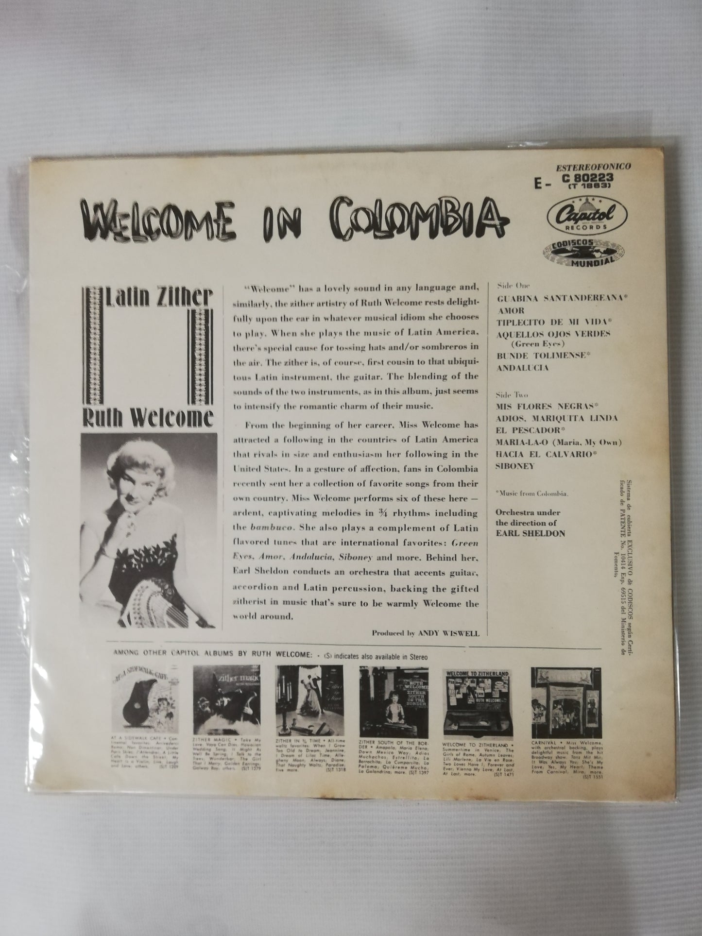 LP RUTH WELCOME CON EL CONJUNTO DE EARL SHELTON - WELCOME IN COLOMBIA