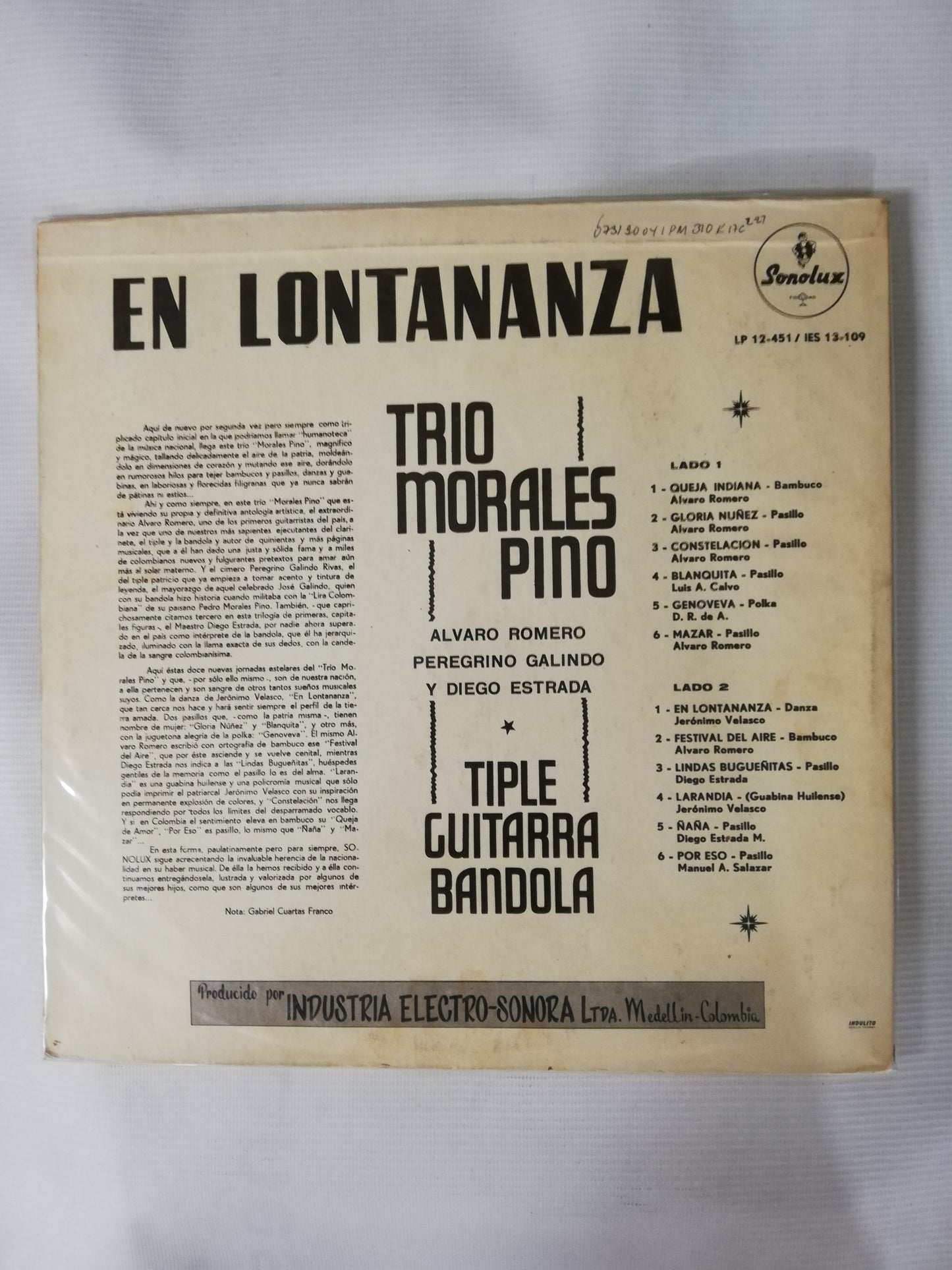 LP TRIO MORALES PINO - EN LONTANANZA Y MAS CREACIONES DEL TRIO MORALES PINO