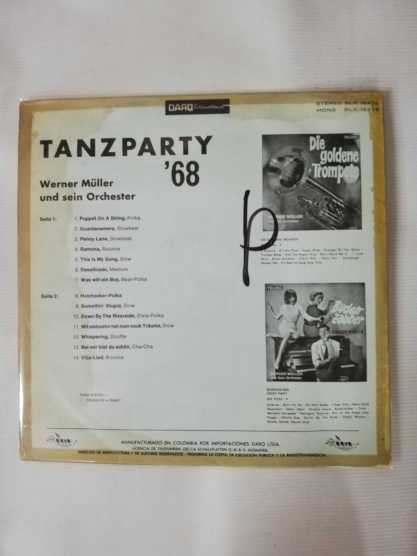 LP WERNER MÜLLER UND SEIN ORCHESTER - TANZPARTY 68