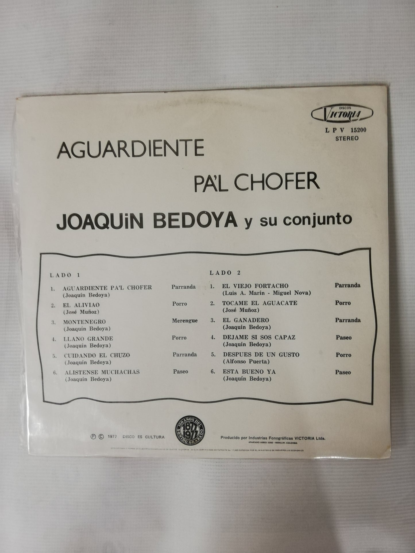 LP JOAQUIN BEDOYA Y SU CONJUNTO - AGUARDIENTE PA´L CHOFER