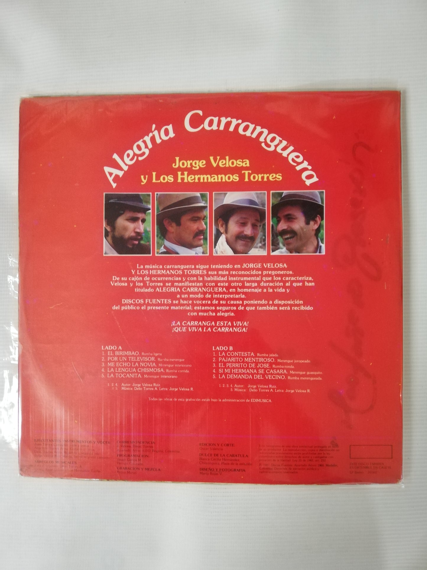 LP JORGE VELOSA Y LOS HERMANOS TORRES - ALEGRIA CARRANGUERA