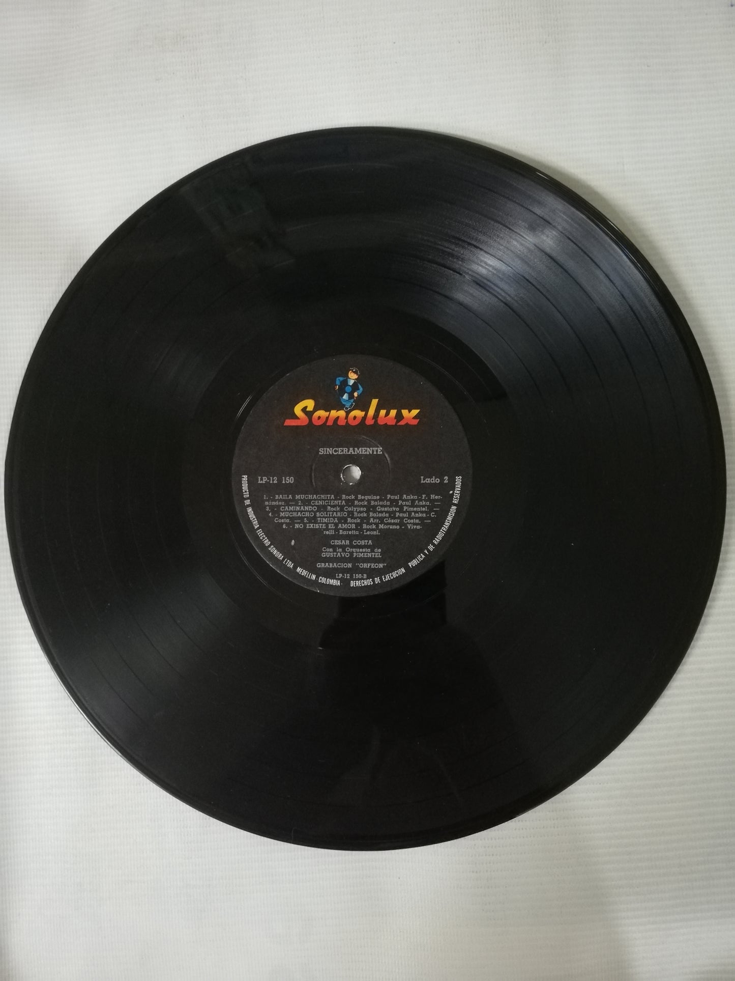 LP CESAR COSTA CON LA ORQUESTA DE GUSTAVO PIMENTEL - SINCERAMENTE CESAR COSTA