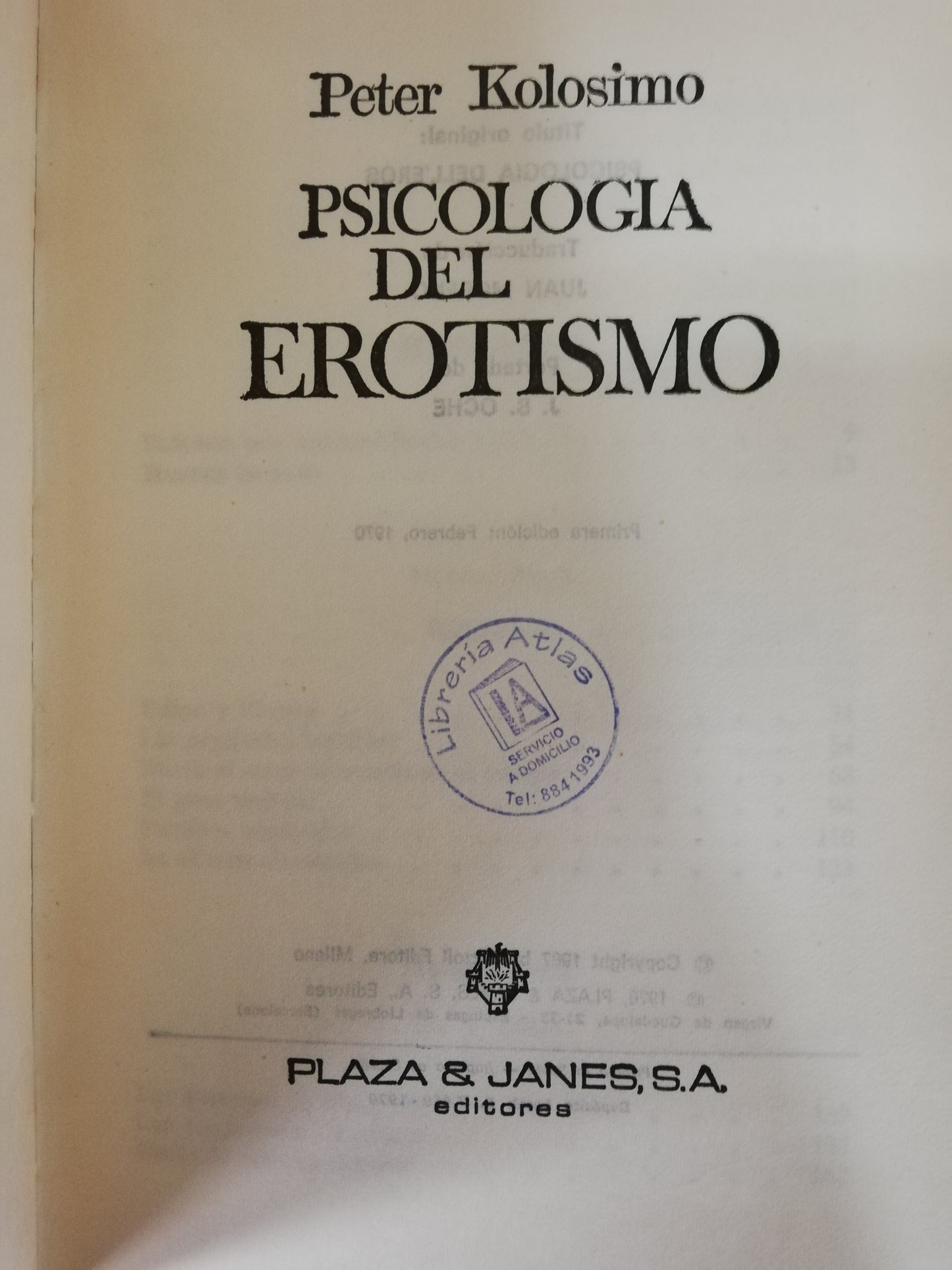 PSICOLOGÍA DEL EROTISMO - PETER KOLOSIMO