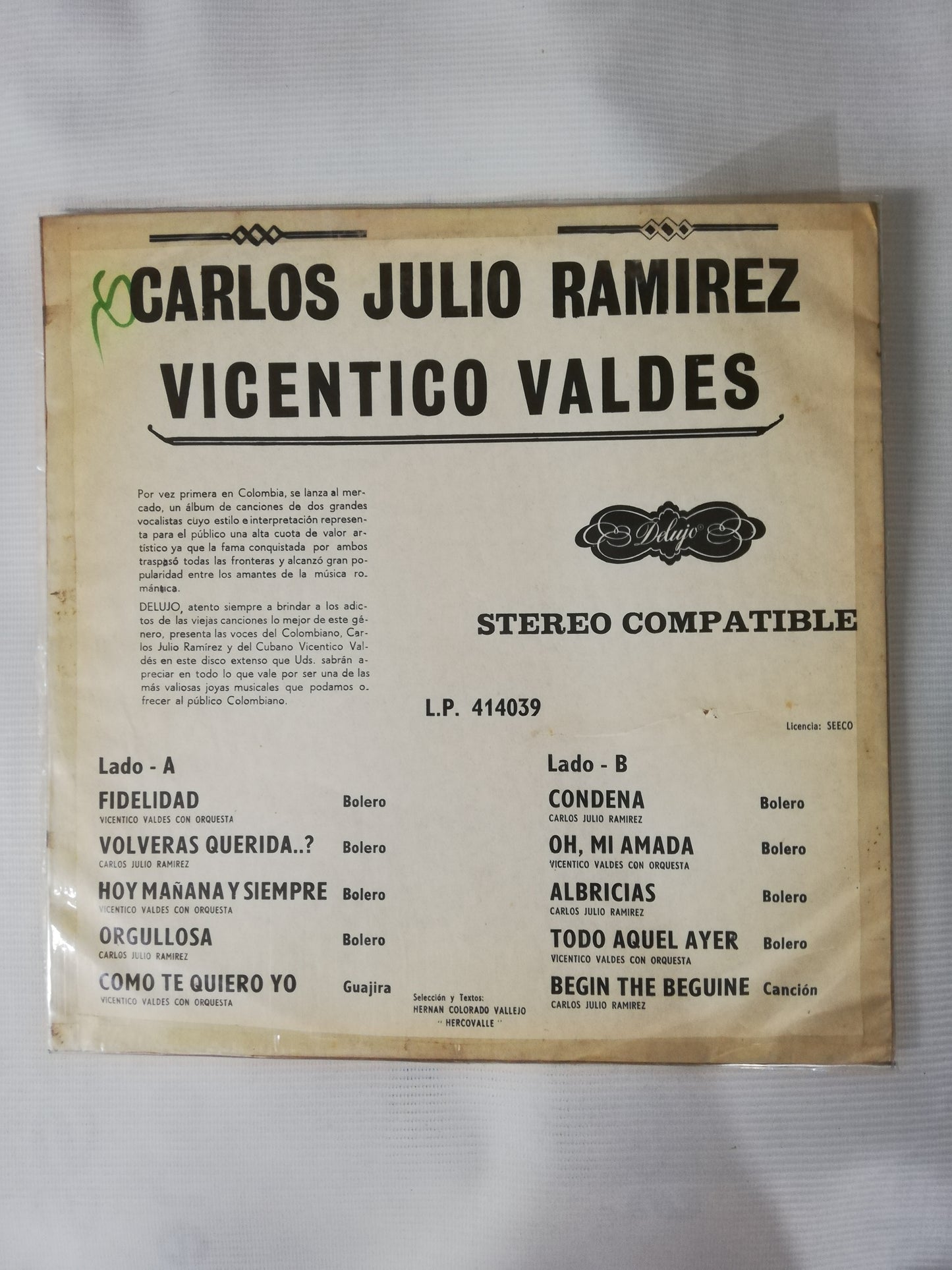 LP CARLOS JULIO RAMIREZ / VICENTICO VALDES - CARLOS JULIO RAMIREZ VS VICENTICO VALDES